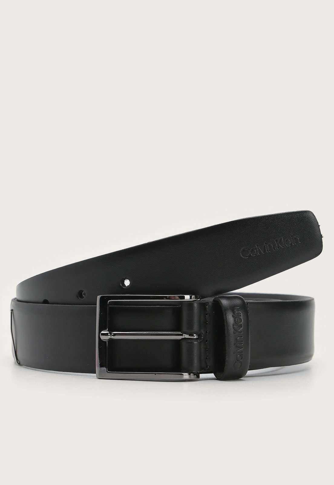 Cinto Masculino Calvin Klein Liso Fivela Metálica Preto
