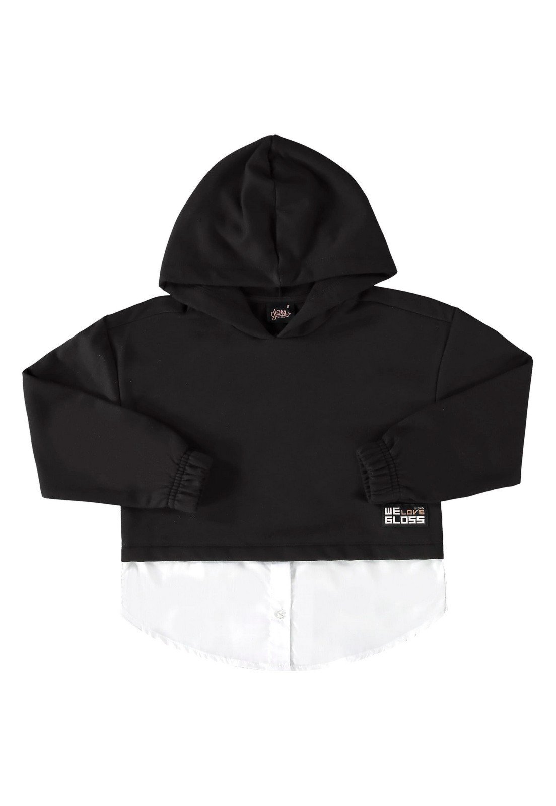 Infantil - Blusão em Moletom e Tricoline Juvenil Gloss Preto