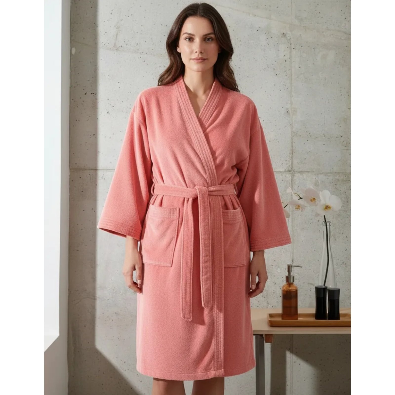 Roupao Adulto Dohler Atoalhado Velour Confort Rose
