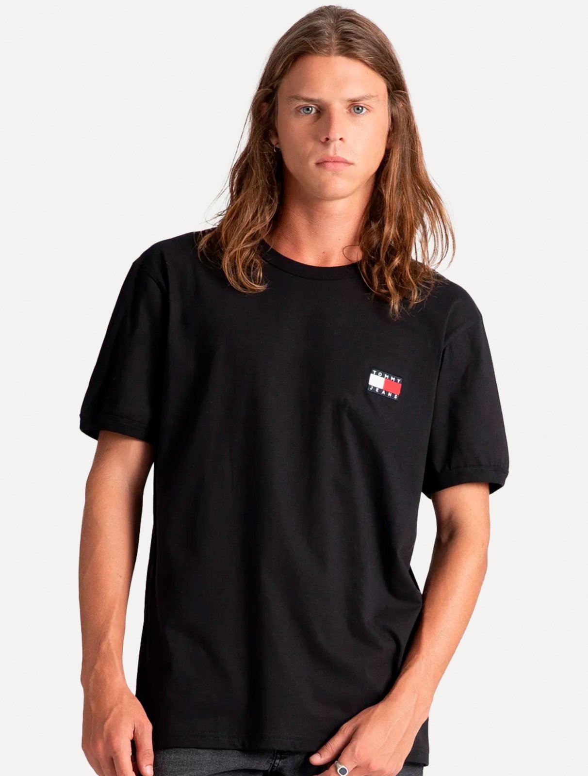 Camiseta Tommy Hilfiger Masculina Regular Badge Logo Tee Preta
