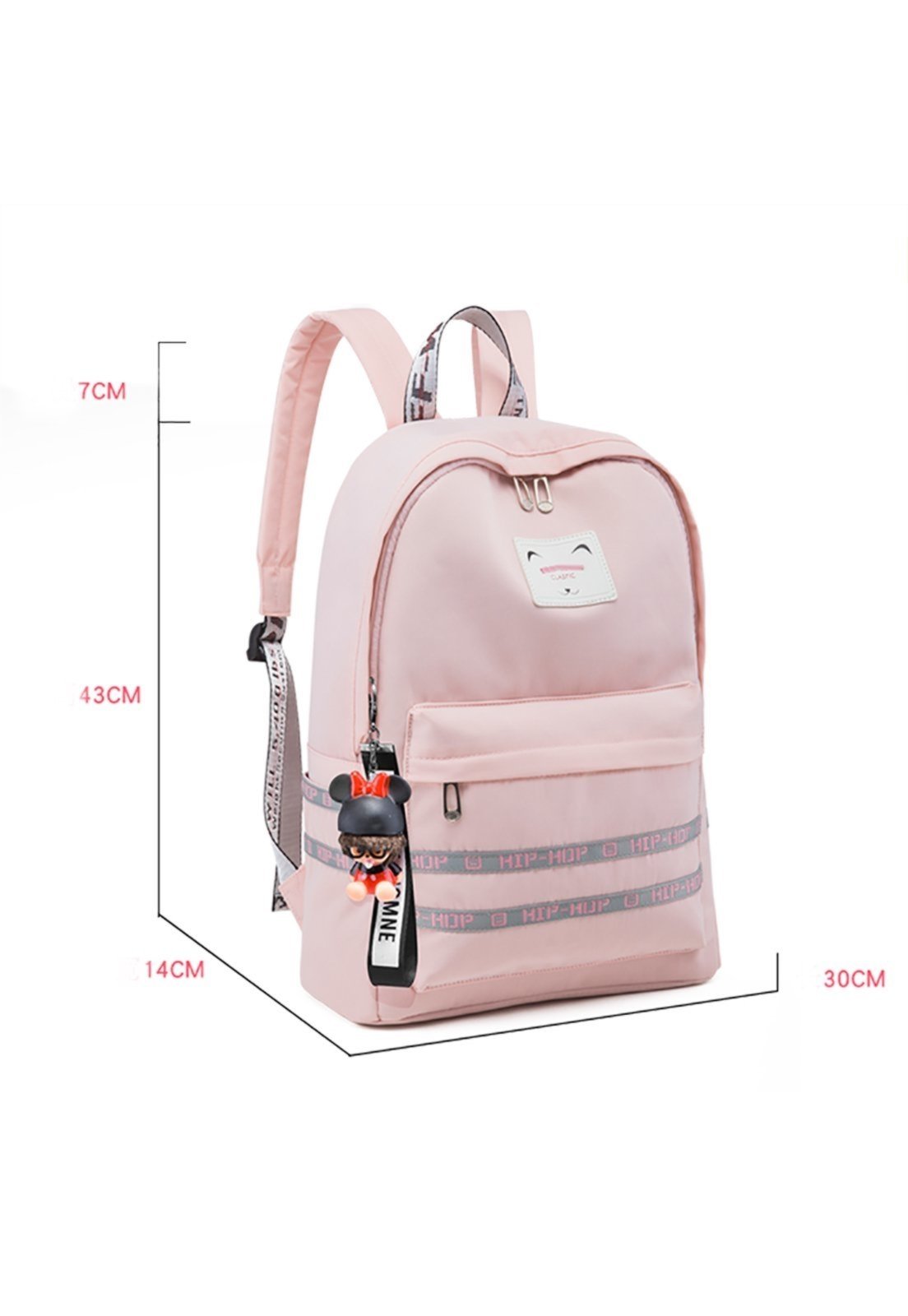 Vista 3 Mochila Impermeável Bolsa Grande Escola Faculdade Madami rosa Madami rosa