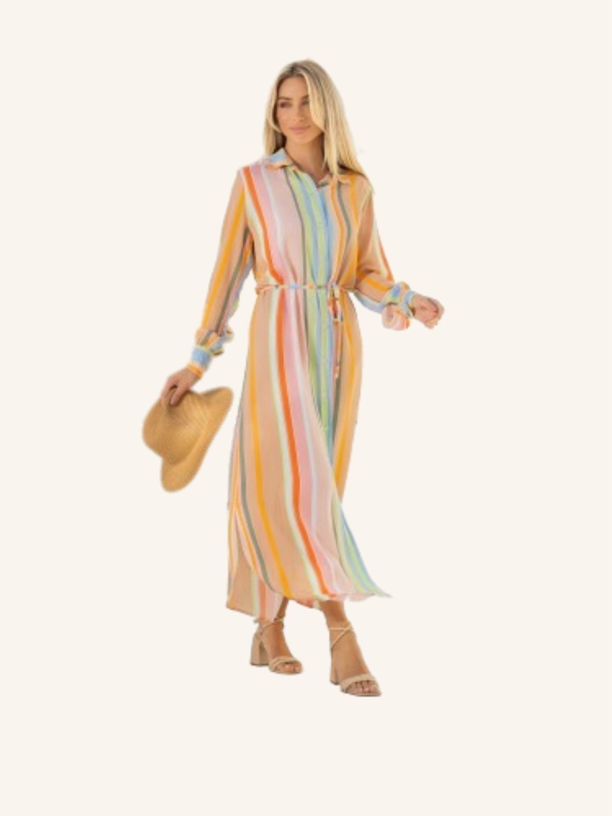 Vestido Chemise Listrado Lily Daisy LD225 Azul rosa