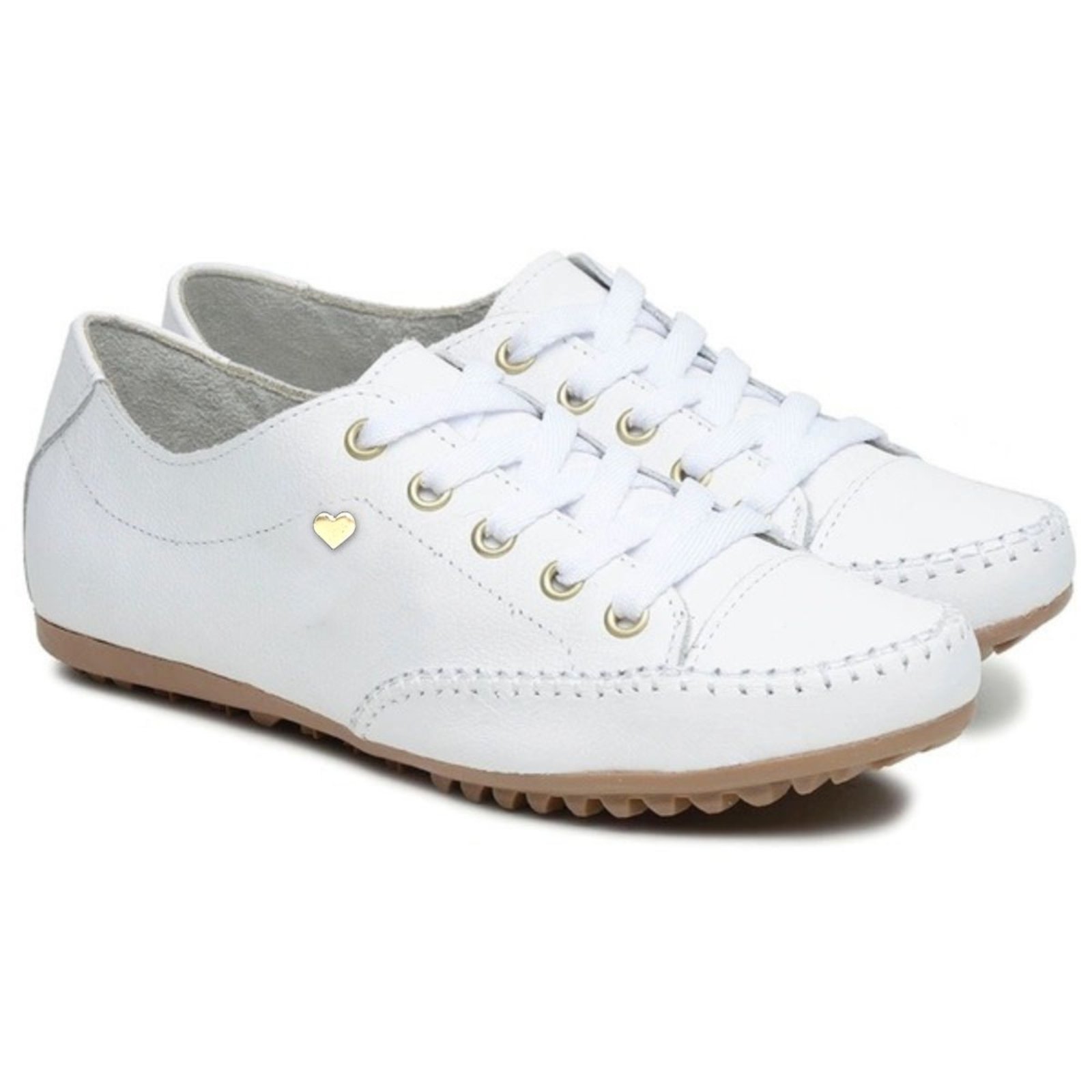Tênis feminino Branco Mocatênis Confortável Couro Legítimo