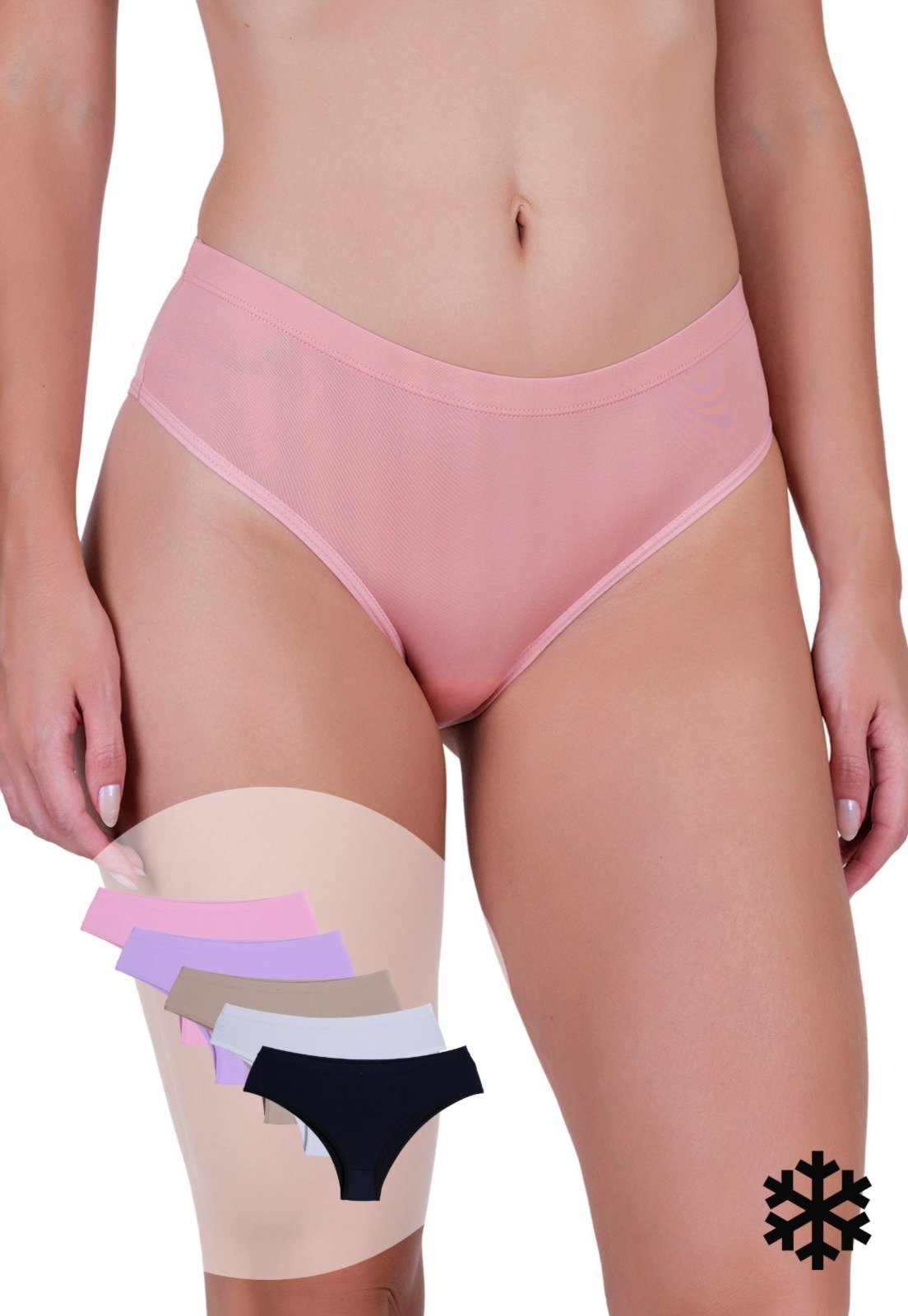 Vista 2 Kit 5 Calcinhas Femininas Microfibra érola Toque Sedoso Elástico Embutido Concept Lingerie multicolorido Concept Lingerie multicolorido