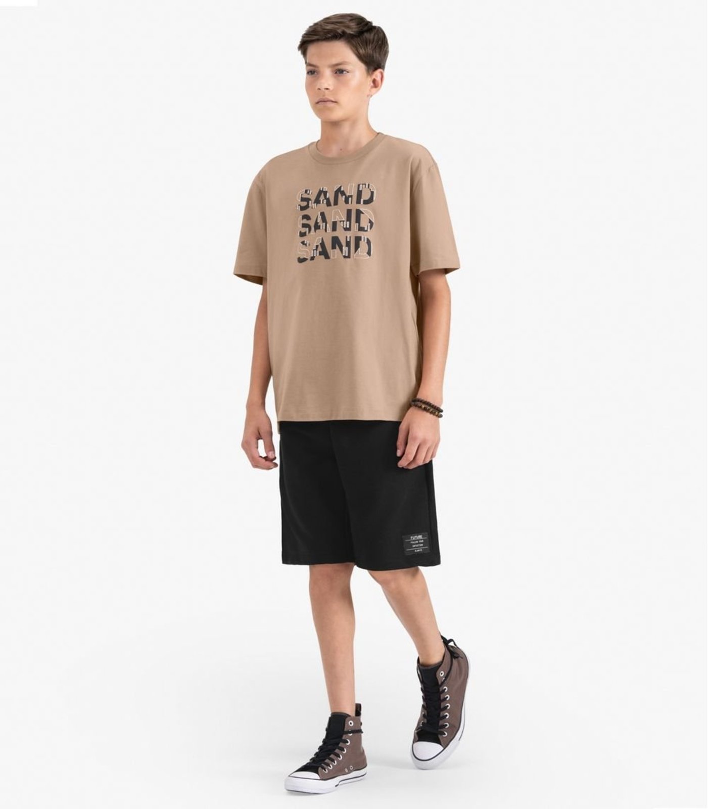 Infantil – Camiseta Juvenil Masculina em Meia Malha Minty Marrom