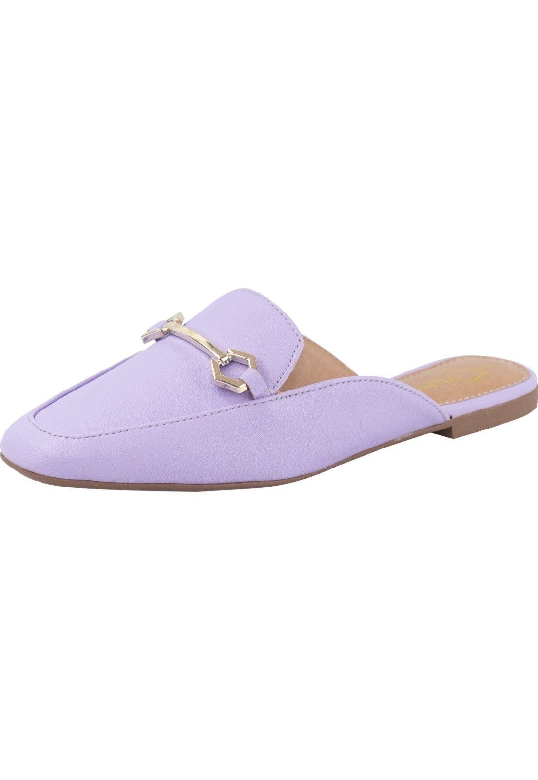 Mule Feminino Lumiss Confortável Rasteira Bridão Lilás