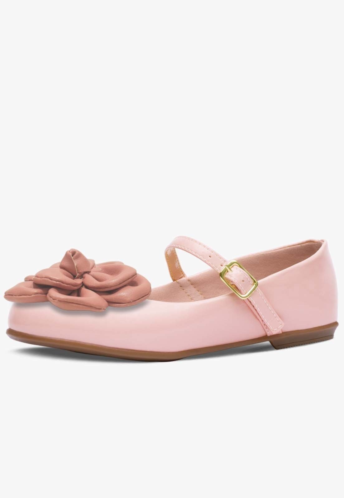 Infantil – Sapatilha Feminina Rasteira Pópidi Petala Flor Rosa