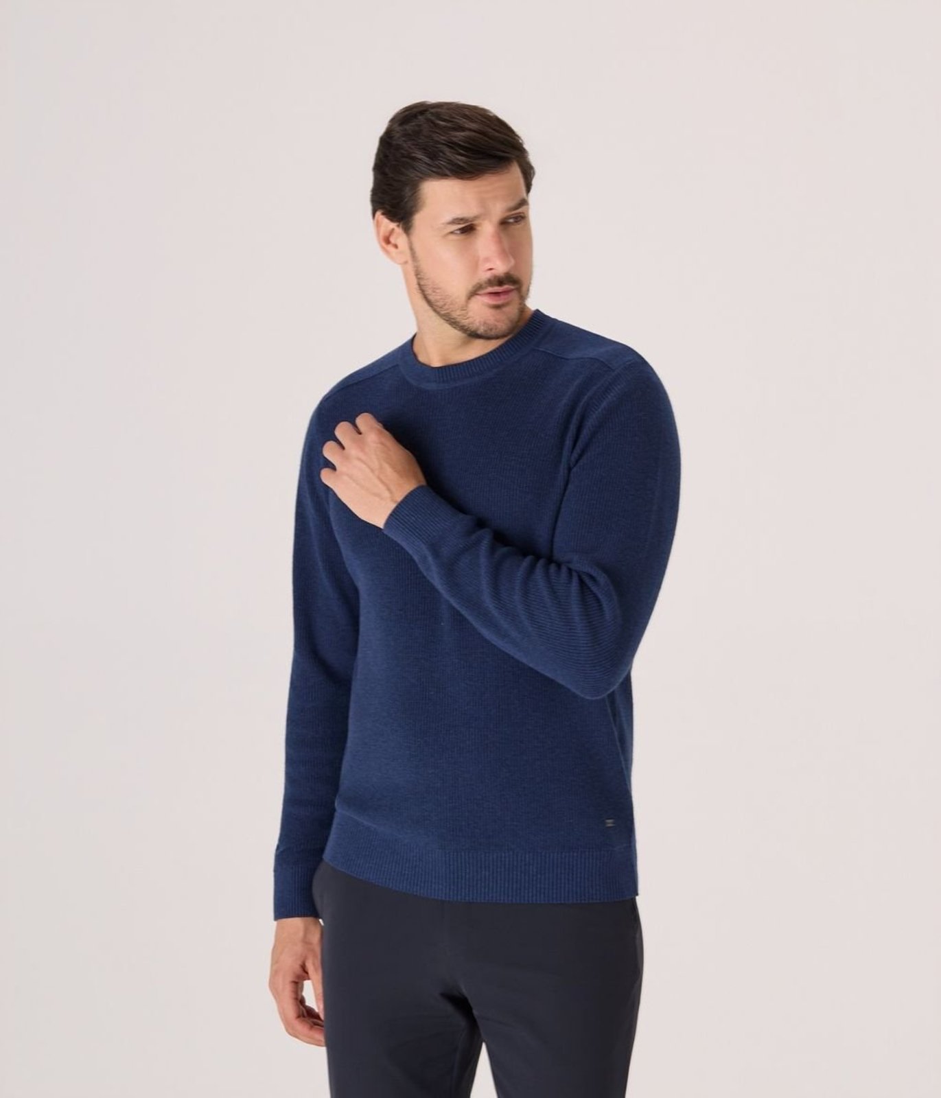 Pullover Makenji Gola Redonda Detalhe Ombro Masculino Azul Noite