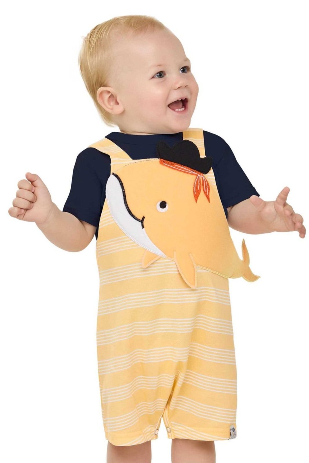 Infantil - Conjunto Listrado Menino Baleia Elian Azul