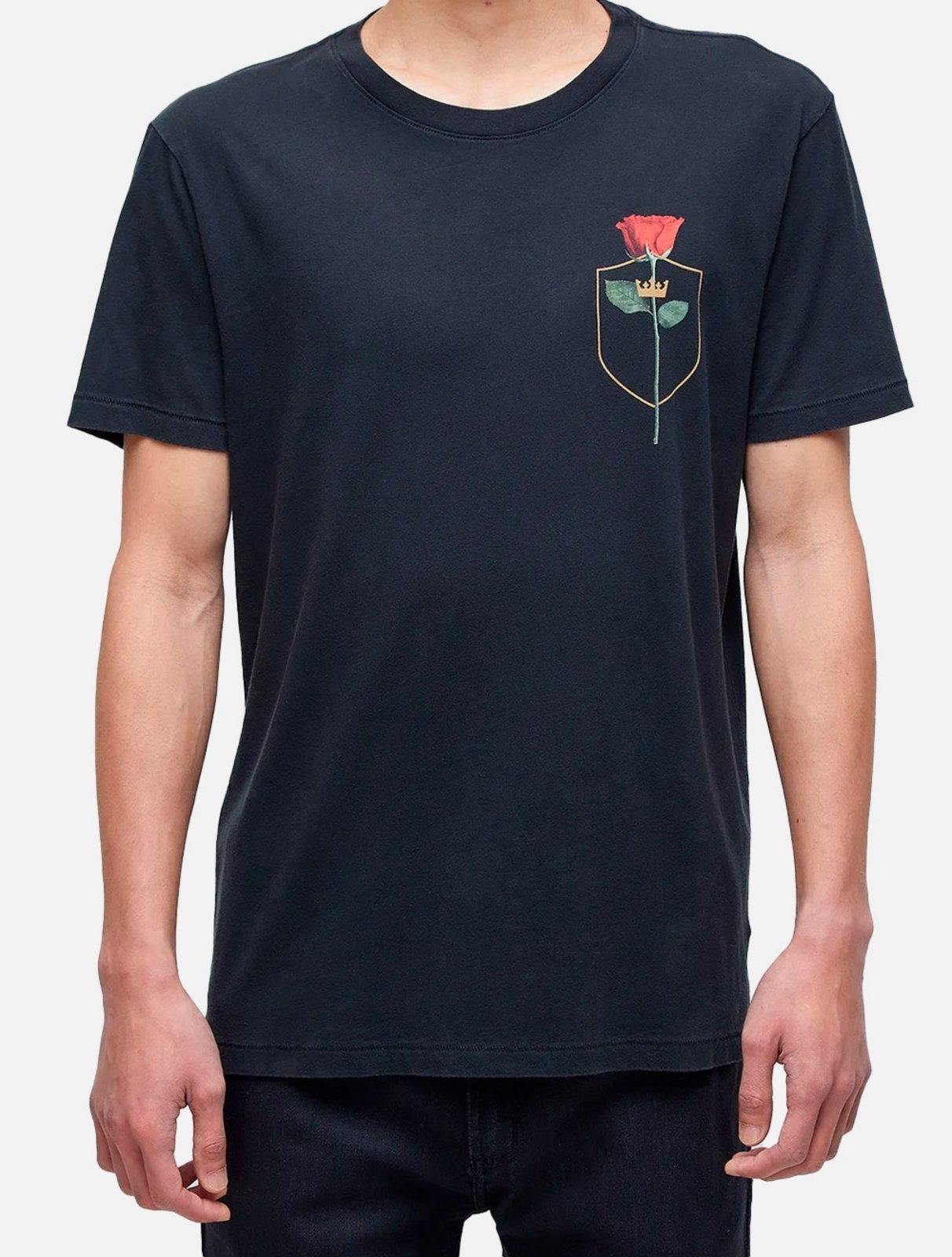 Camiseta Osklen Regular Fit Soft Used Brasão Rosa Preta