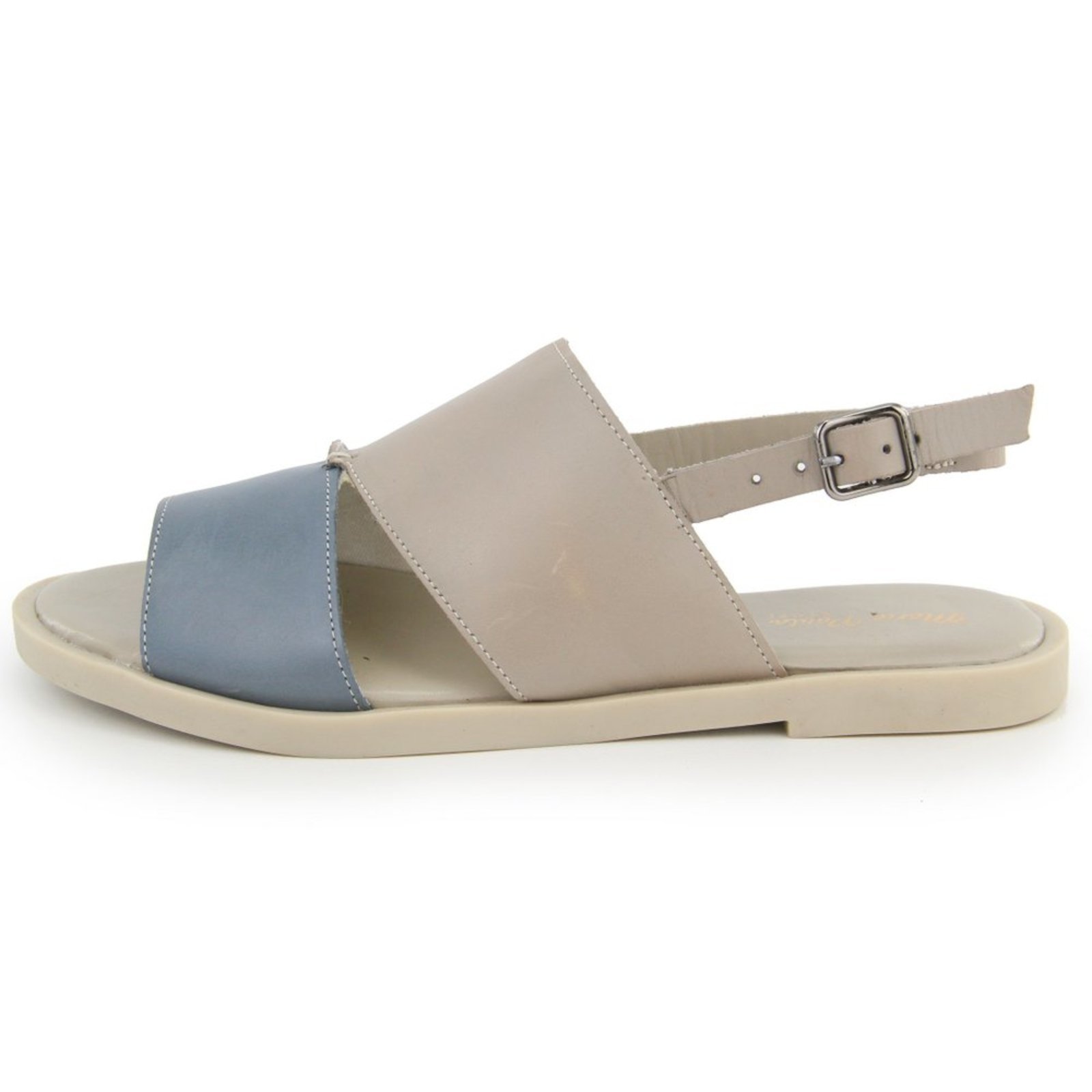 Rasteira em Couro Palmilha Extra Conforto Maria Paula Salvia Gray