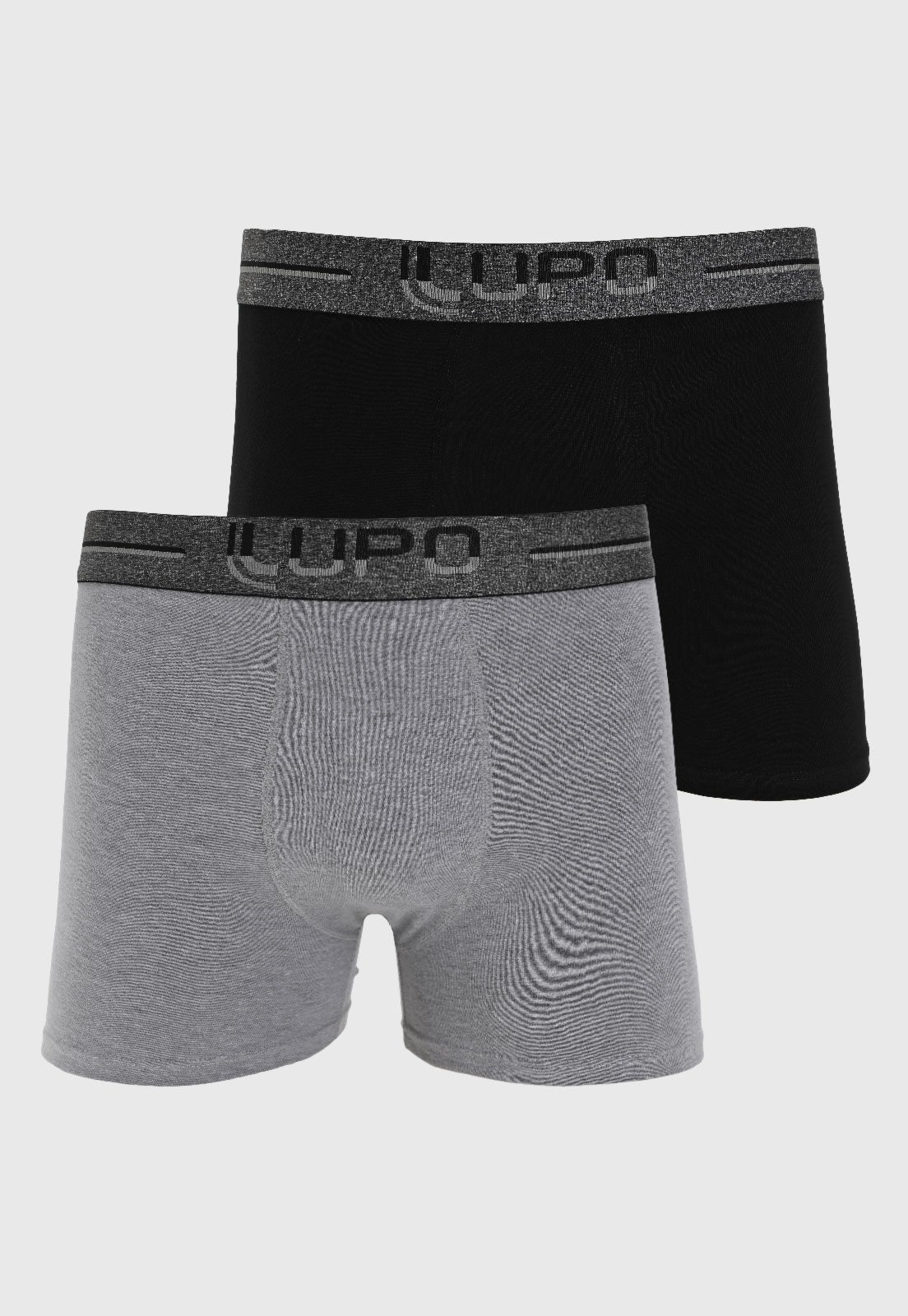 Kit Cueca Boxer Masculina Lupo Logo Cós Preto