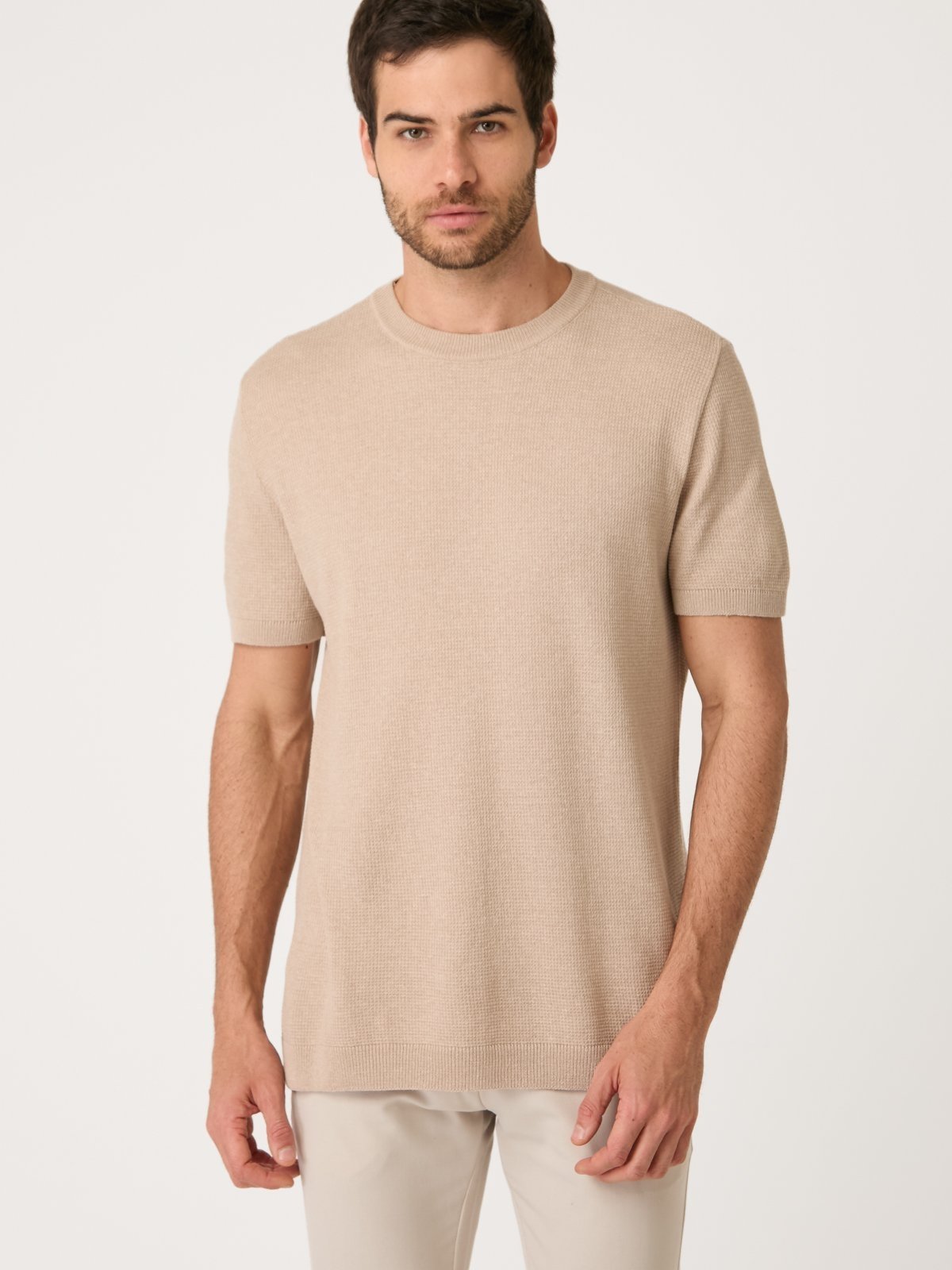 Camiseta Tricot Carré Bege