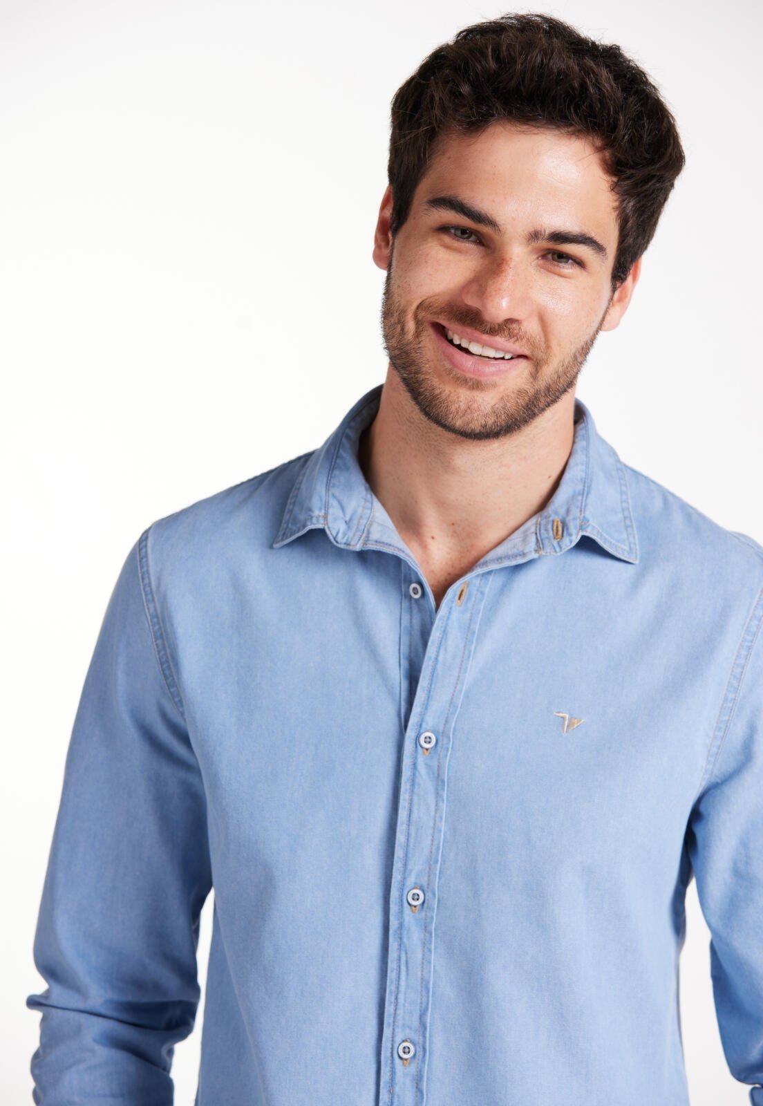 Camisa Denim Slim Manga Longa Traymon – Azul Jeans – Xgg