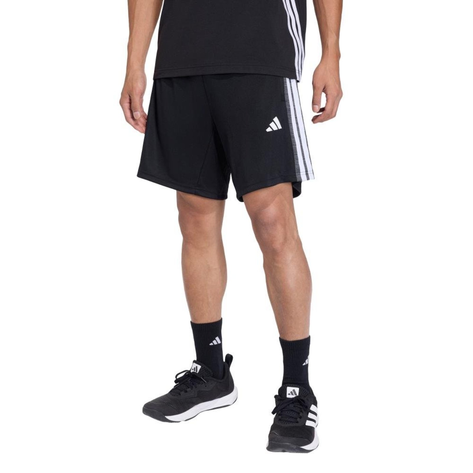 Shorts de Treino em Malha Essentials All-Set 3 Listras adidas Performance Preto