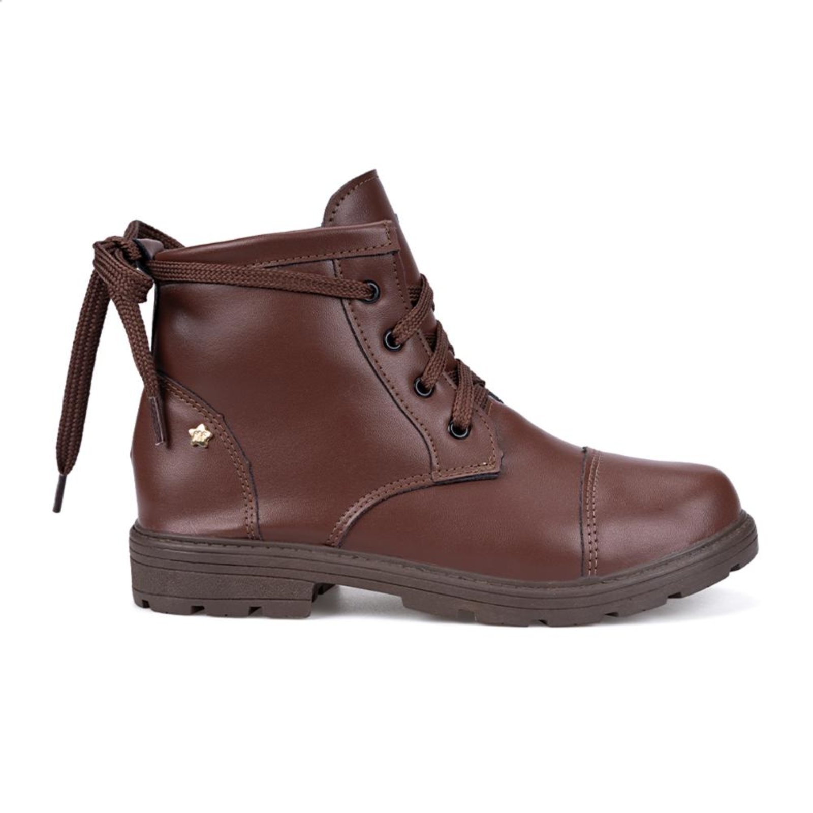 Vista 3 Infantil - Coturno Feminino Menina Tratorado Com Laço Da Moda Menina Fashion marrom Menina Fashion marrom