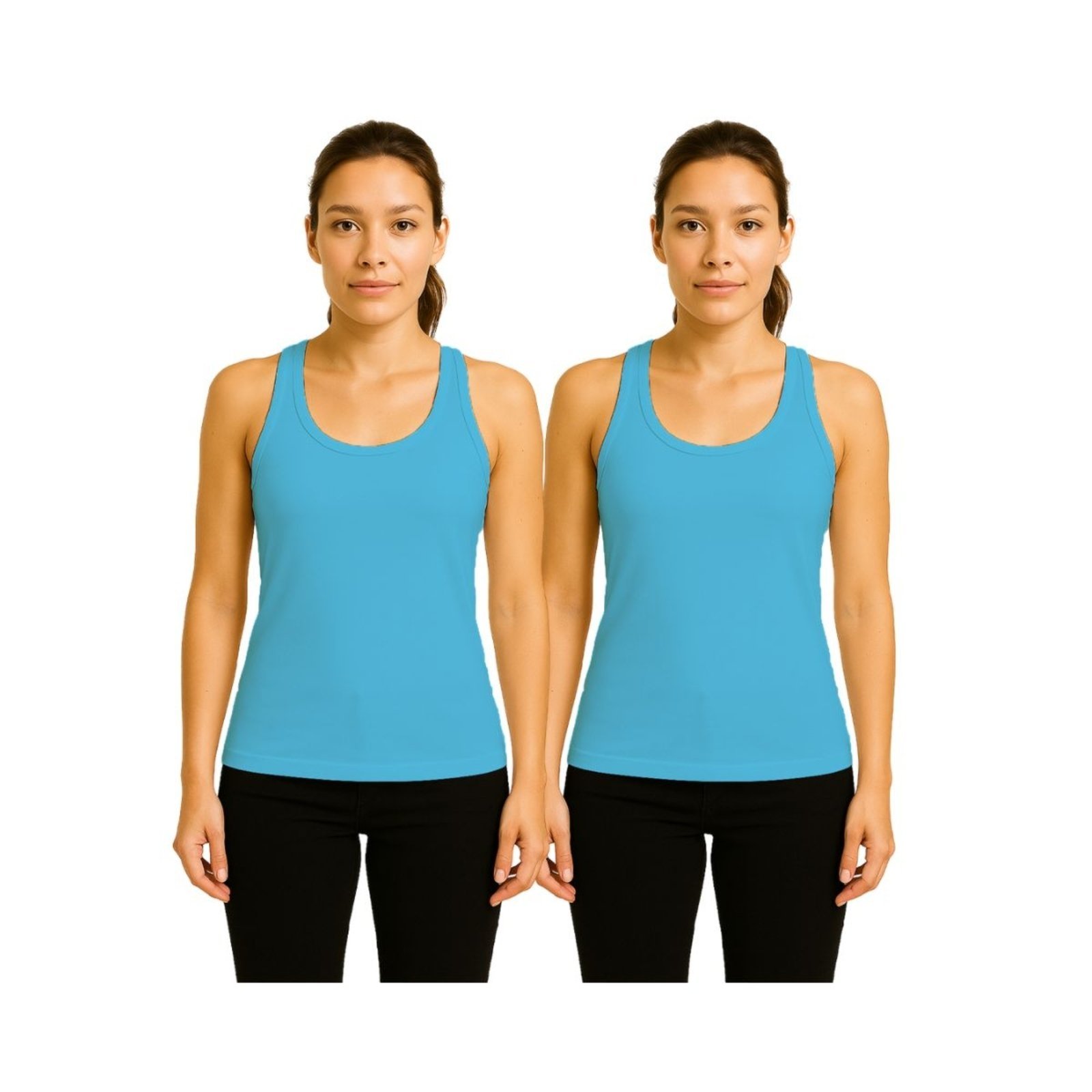 Kit 2 Camisetas Femininas FMF Regata Nadador Academia Fitness Preto