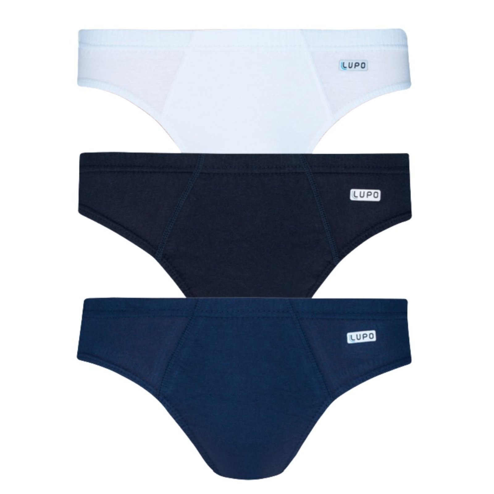 Kit 3 Cuecas Slip Algodão Adulto Masculino Lupo