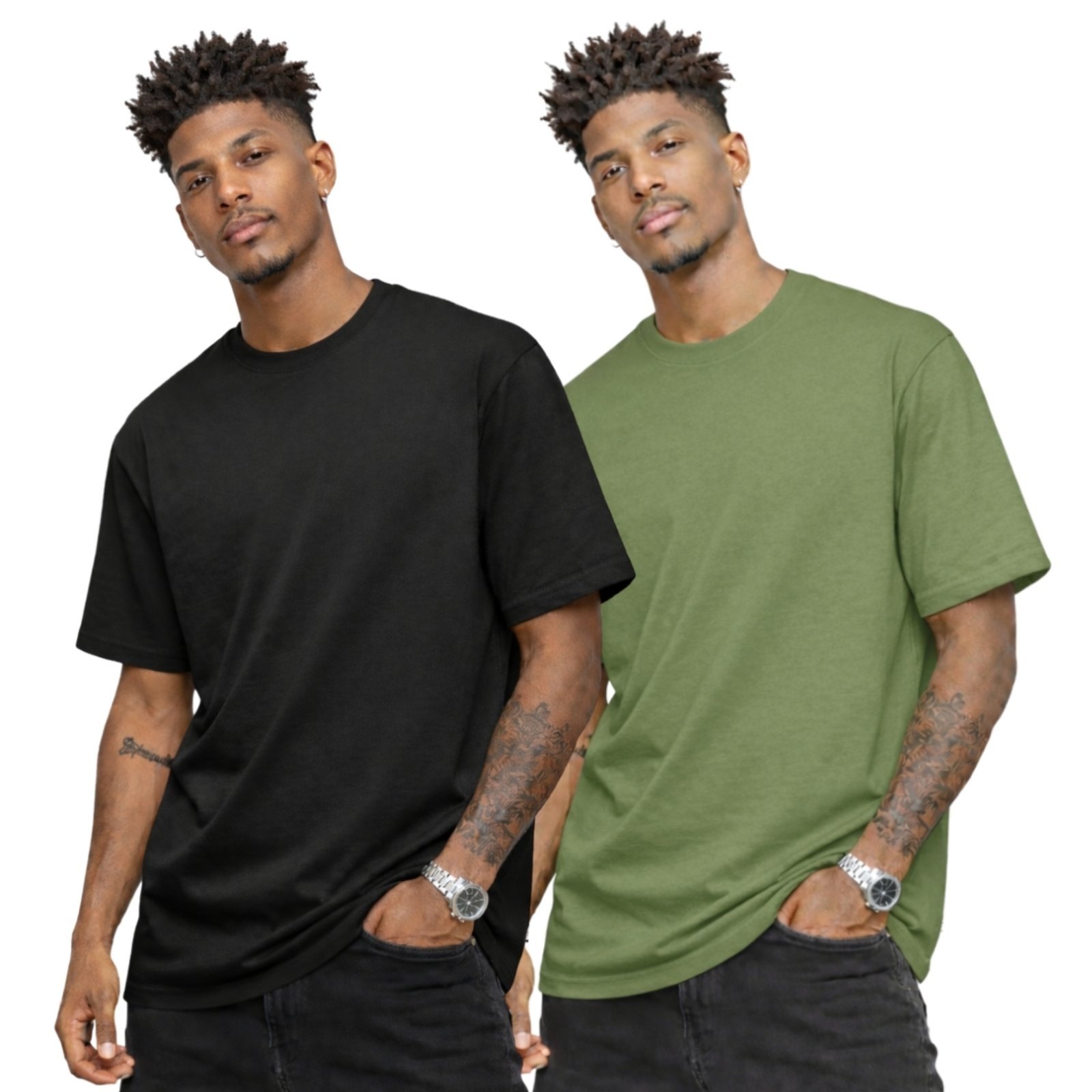 Kit 2 Camisa Masculina Camiseta Gola Redonda Lisa Algodão