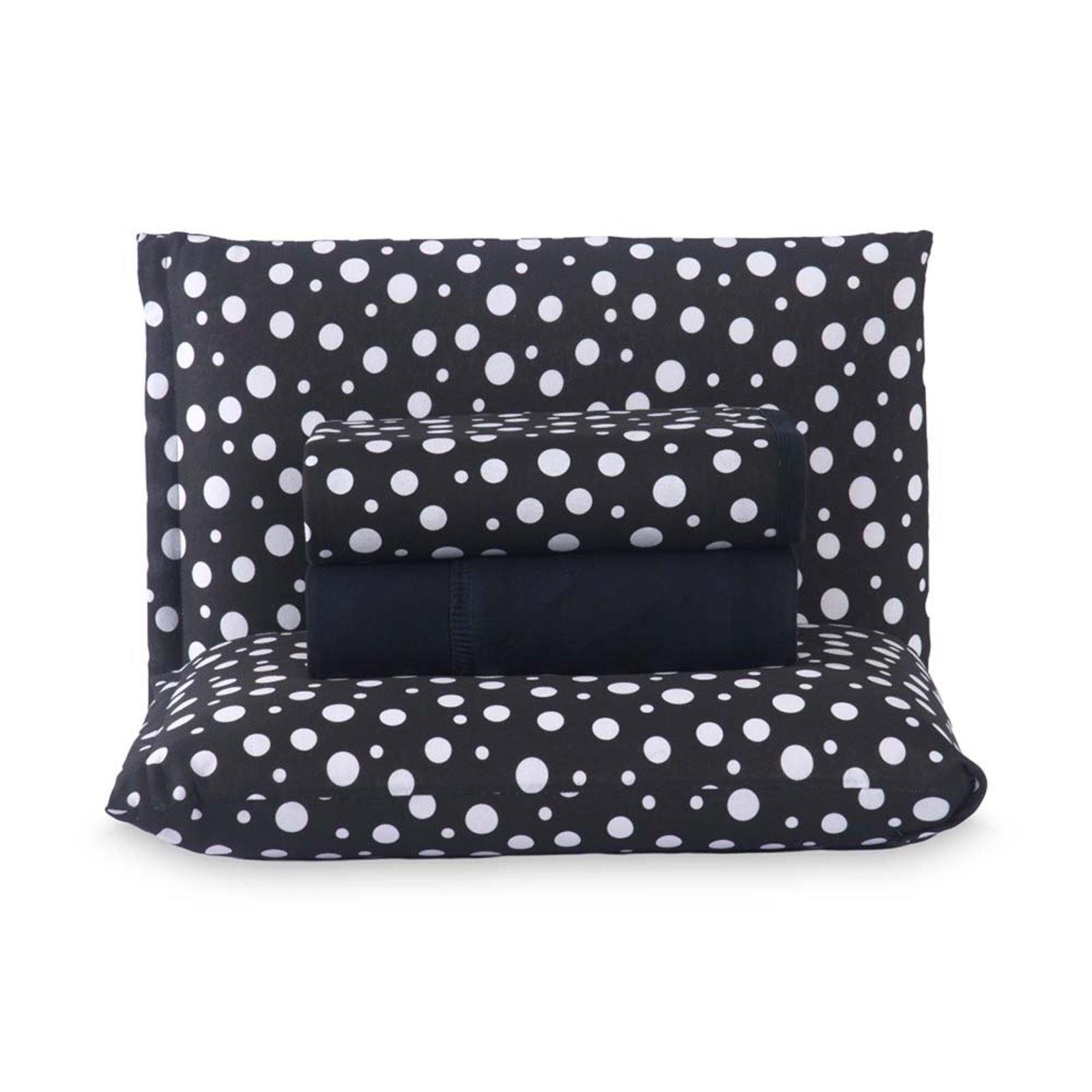 Jogo de Cama Lençol Queen Poá 100% Algodão Preto Estampado Bolinha Toque Macio 4 Peças