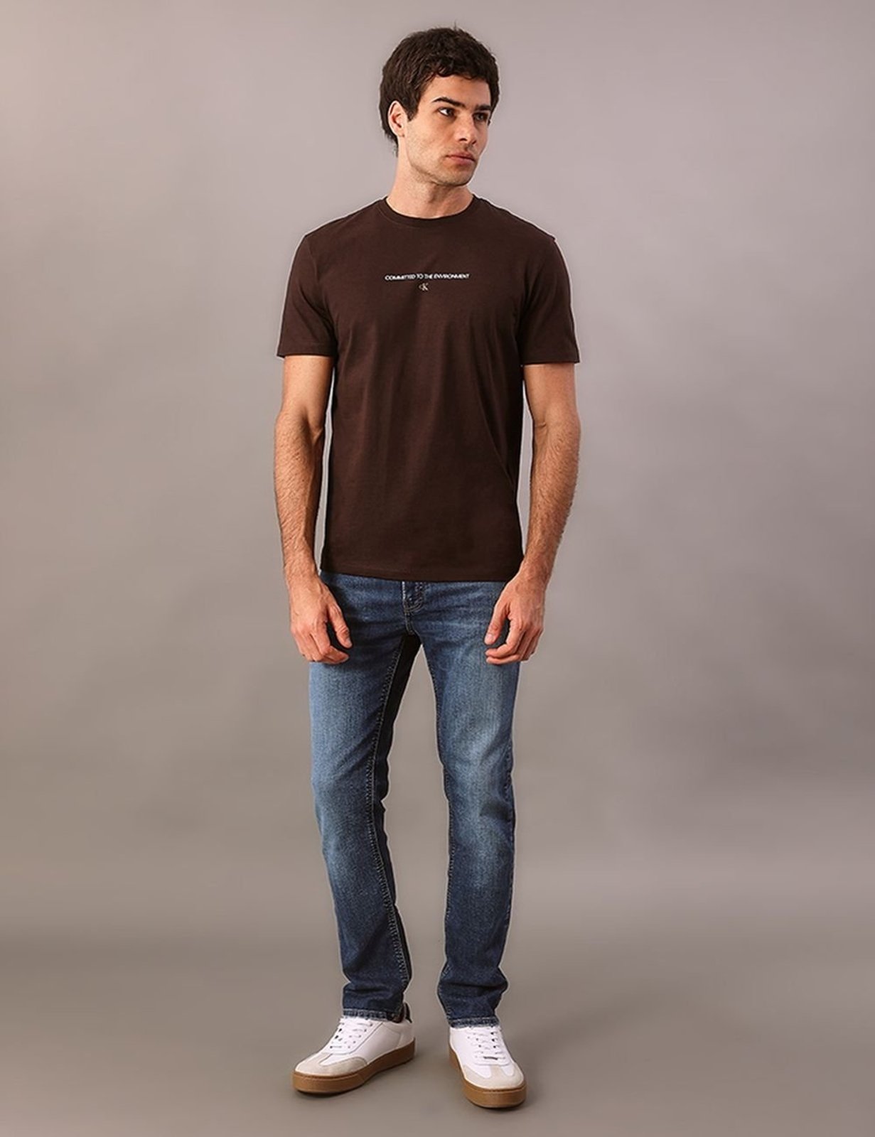 Camiseta Manga Curta Comitted To The Environment - Marrom Calvin Klein Jeans