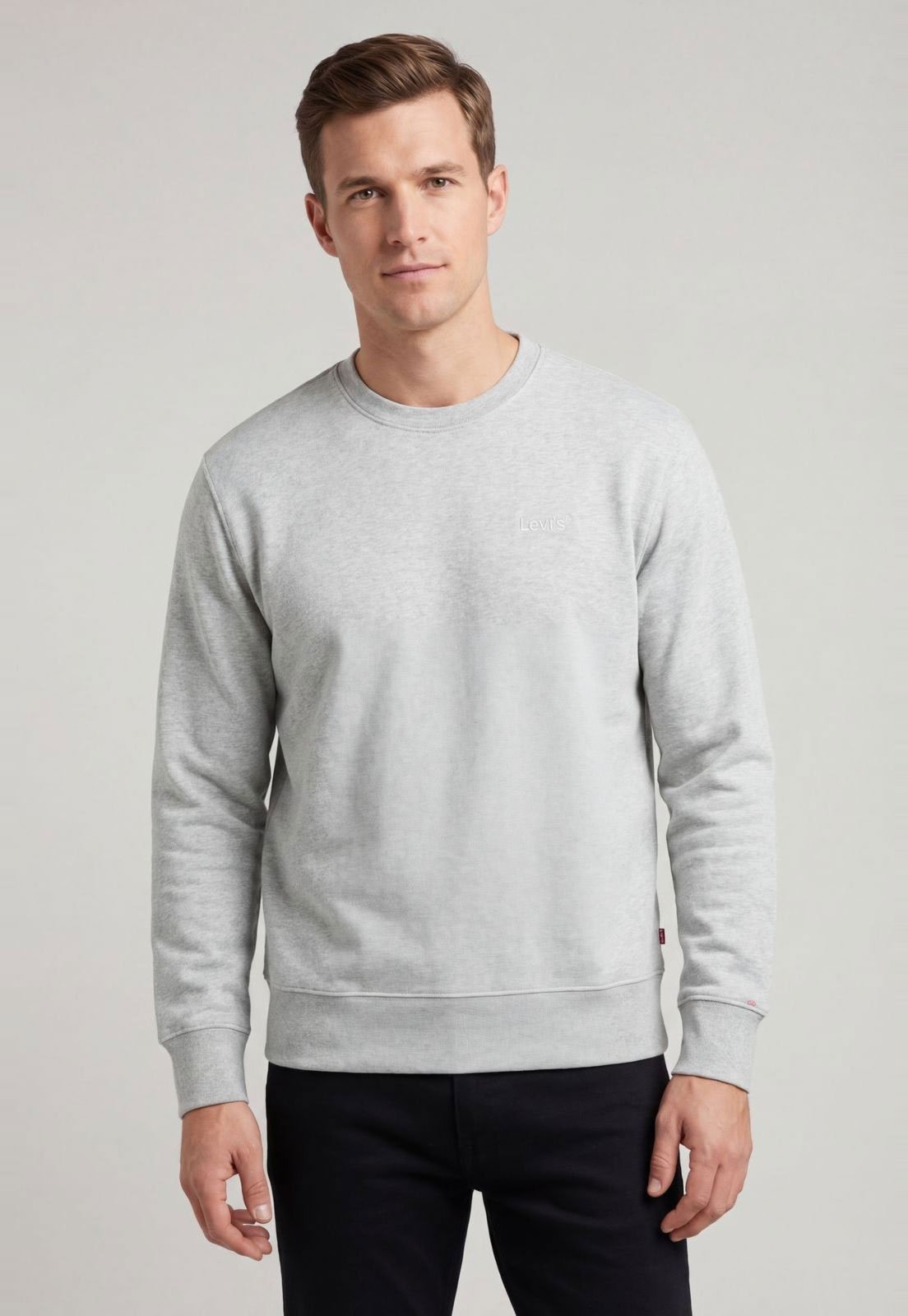 Blusa de Moletom Masculina Levis Decote Redondo Cinza