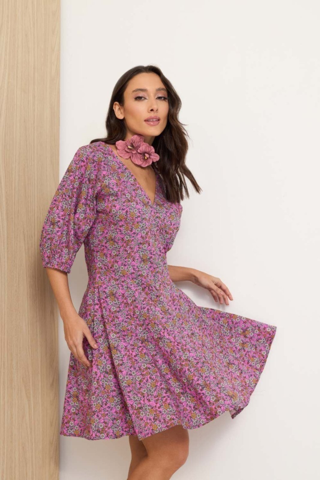 Vestido Vanibele Floral Rosa