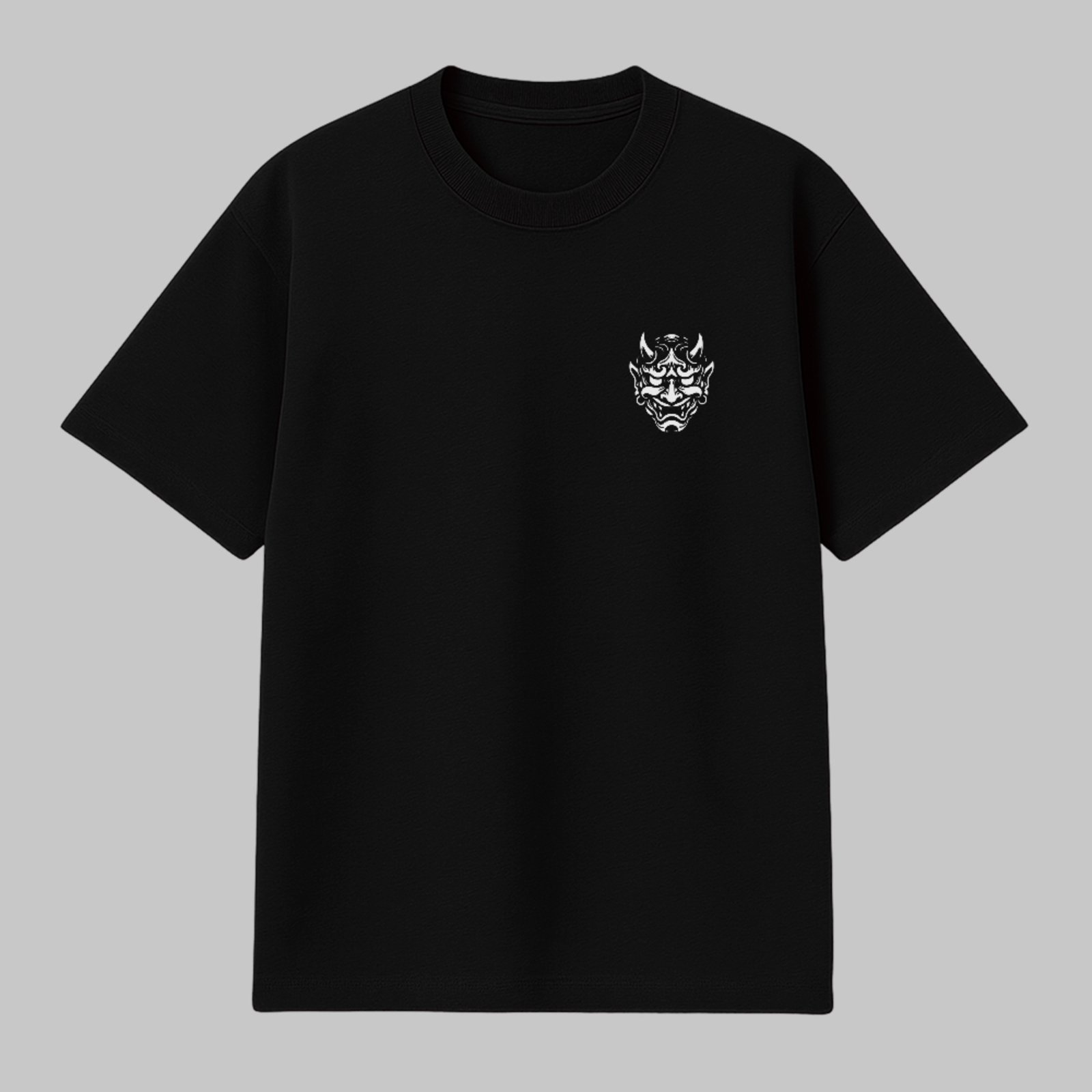 Camiseta Básica Demon Oni Koi Fish Japão Arte Oriental Unissex Preto