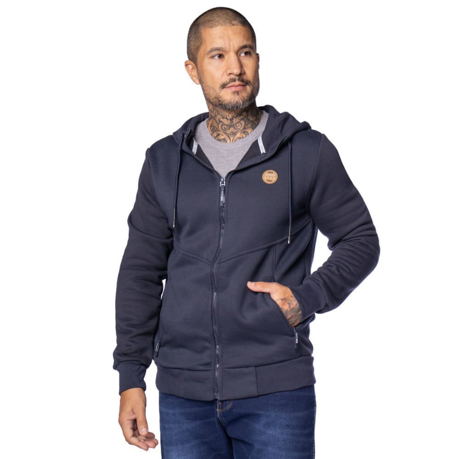 Casaco Masculino Gangster Moletom Capuz Casual Marinho