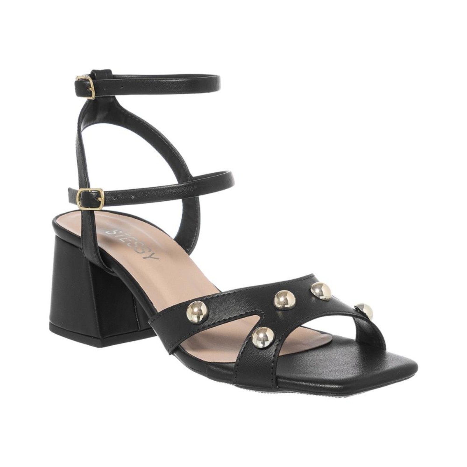 Sandália Feminina Salto Grosso Casual Confortável Preto