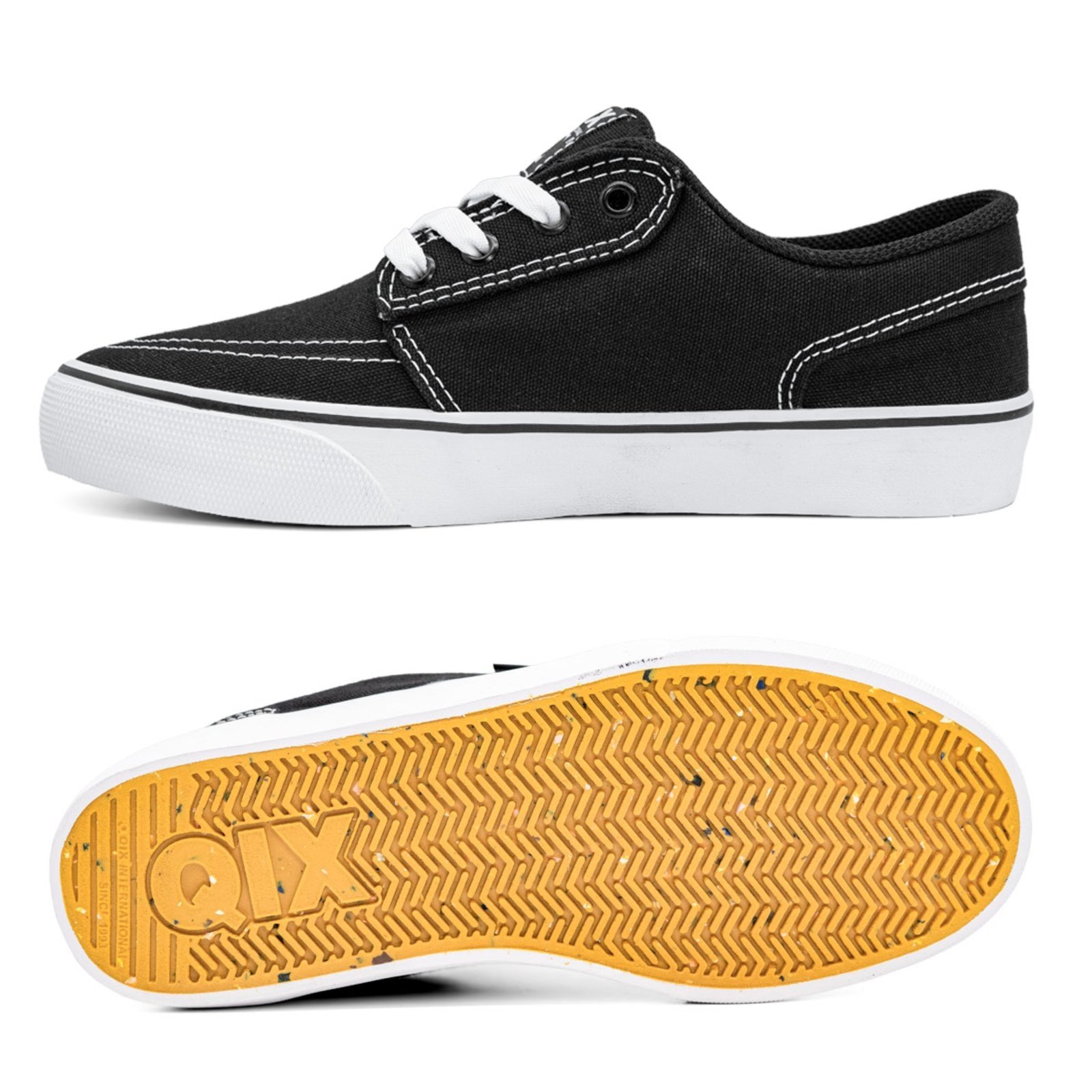 Vista 3 Tênis Qix Next Vulcanizado Unissex Branco preto Qix preto