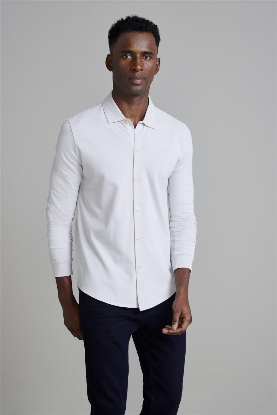 HIGHSTIL Camisa com Bolso Lisa Piquet Slim Fit - Branco