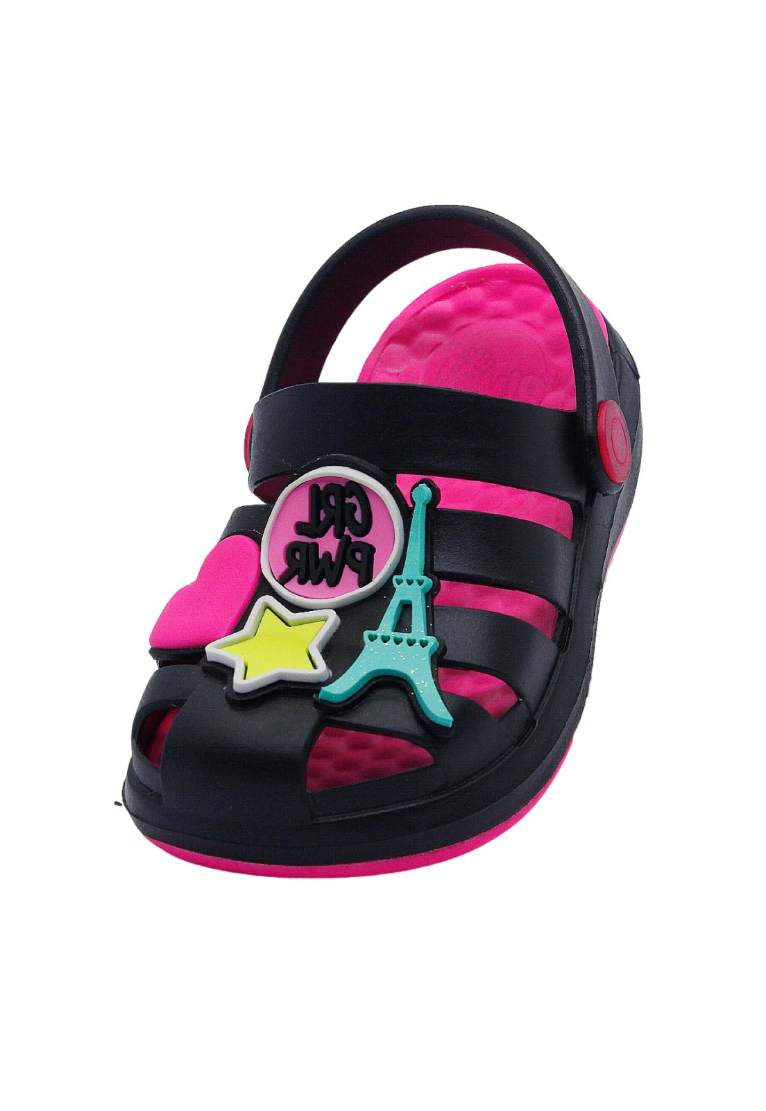 Infantil - Sandália Babuche Plugt Menina Pop Paris Girl Power Preto