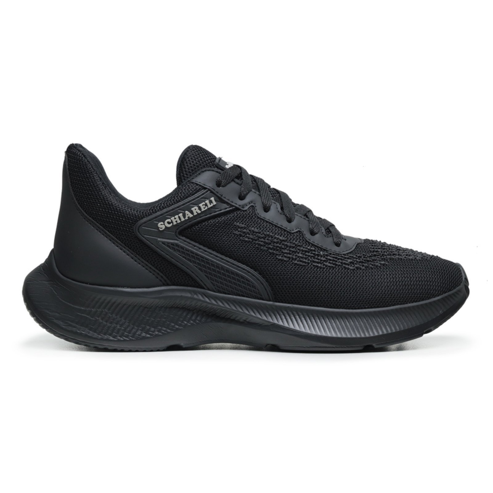 Tênis Masculino Esportivo Ultra Leve e Macio Moderno Casual Dia a Dia Schiareli 595 Preto e Preto