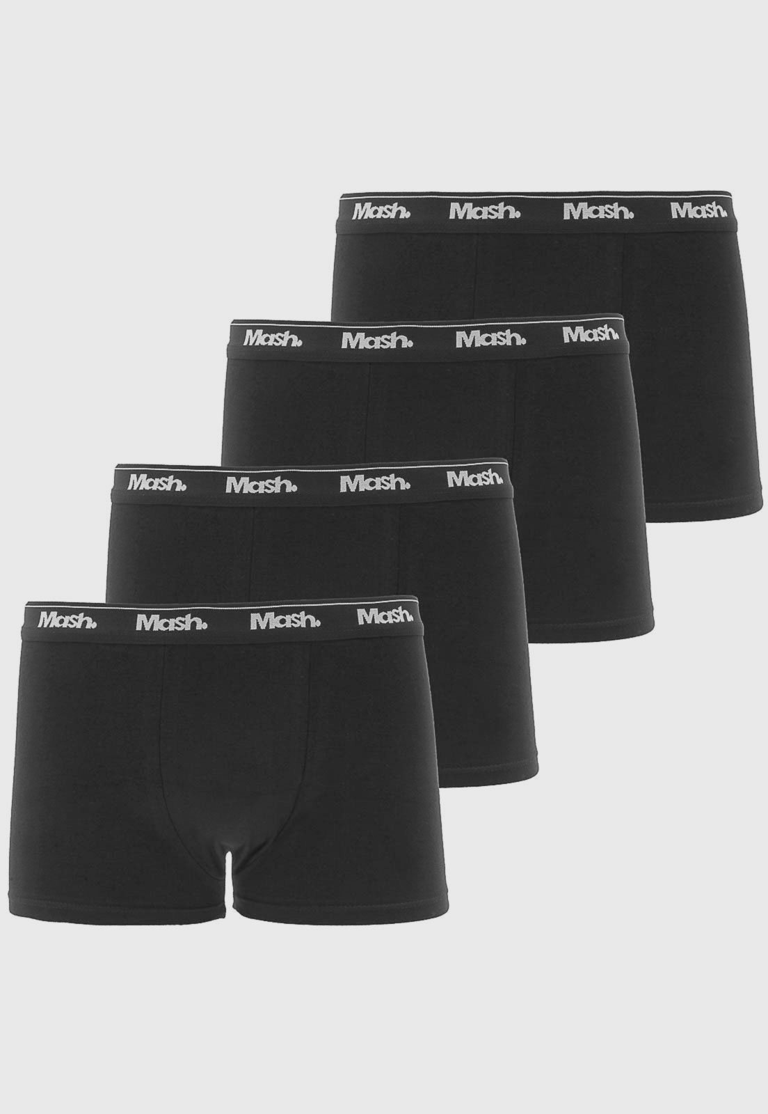 Vista 2 Kit 4pçs Cueca MASH Boxer Logo preto MASH preto