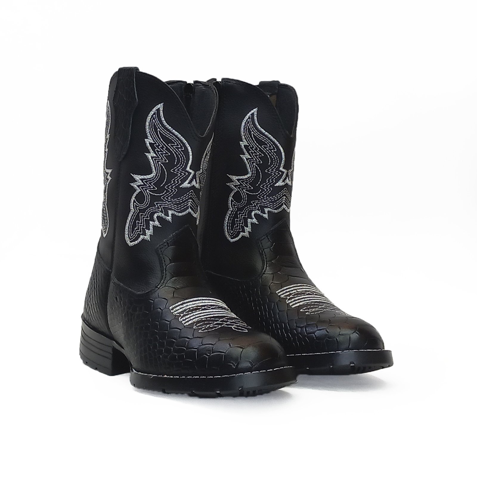 Bota Texana Estilo Country Kapell Unissex Preta Bico Redondo