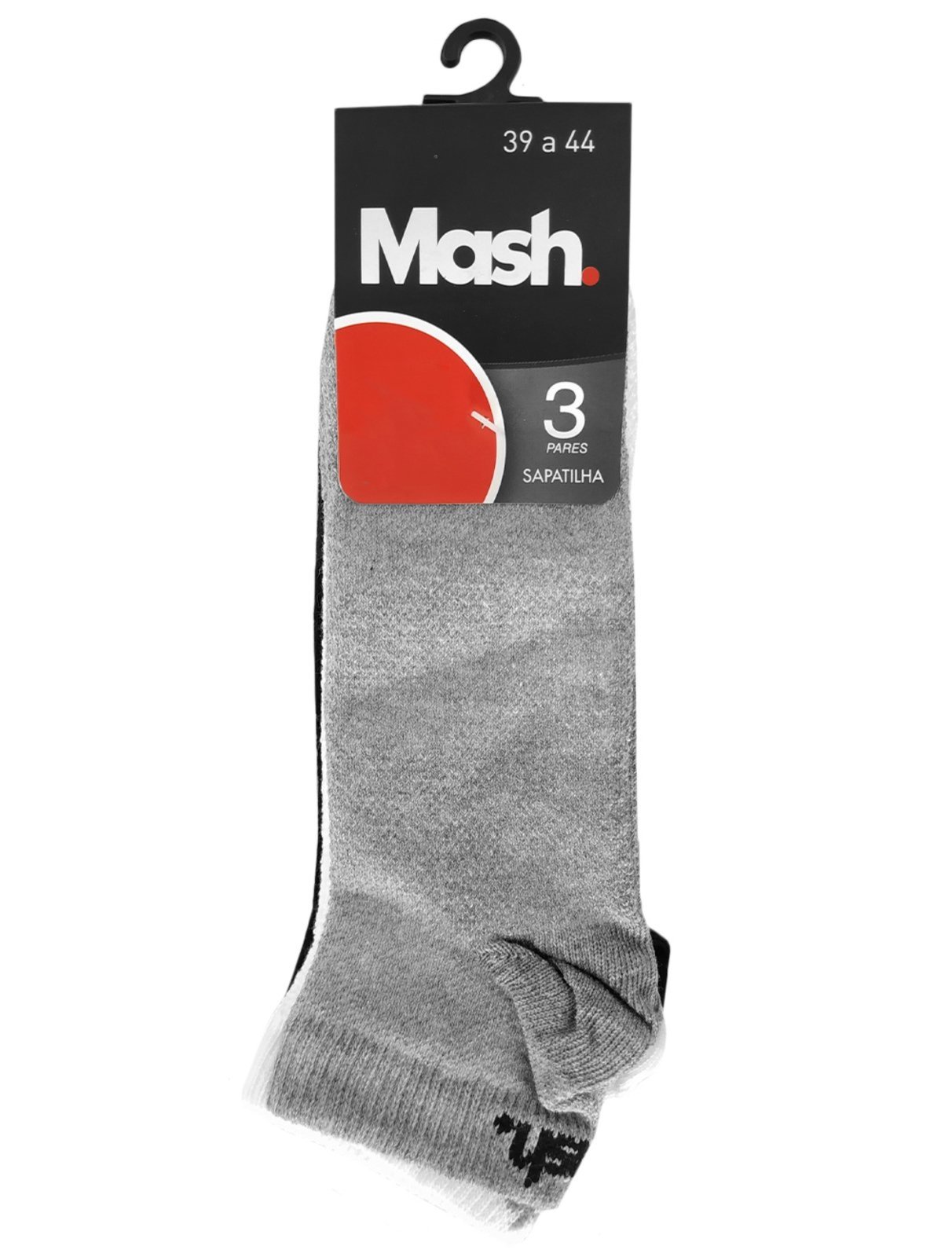 Vista 3 Meia Mash Esportiva Sapatilha Branca e Preta Kit 3 Pares branco/cinza/preto MASH branco/cinza/preto