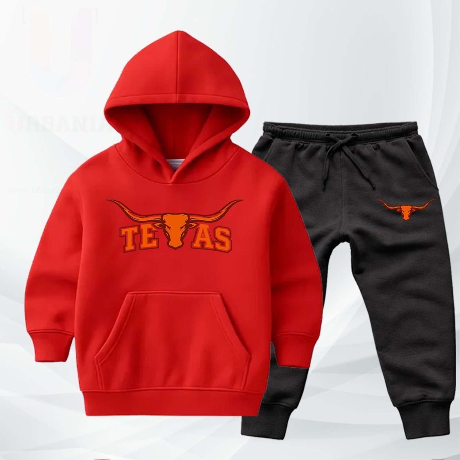 Infantil - Conjunto Moletom Urbania Moleton escola volta as aulas Canguru Fechado com Bolso e Capuz Vermelho estampa texas
