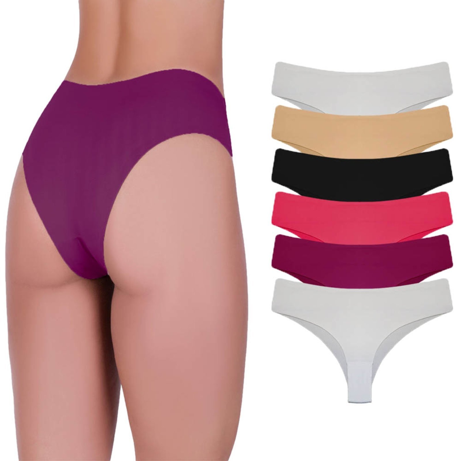 Kit 6 Calcinhas Tanga Corte A Laser Microfibra Sortida Colorido