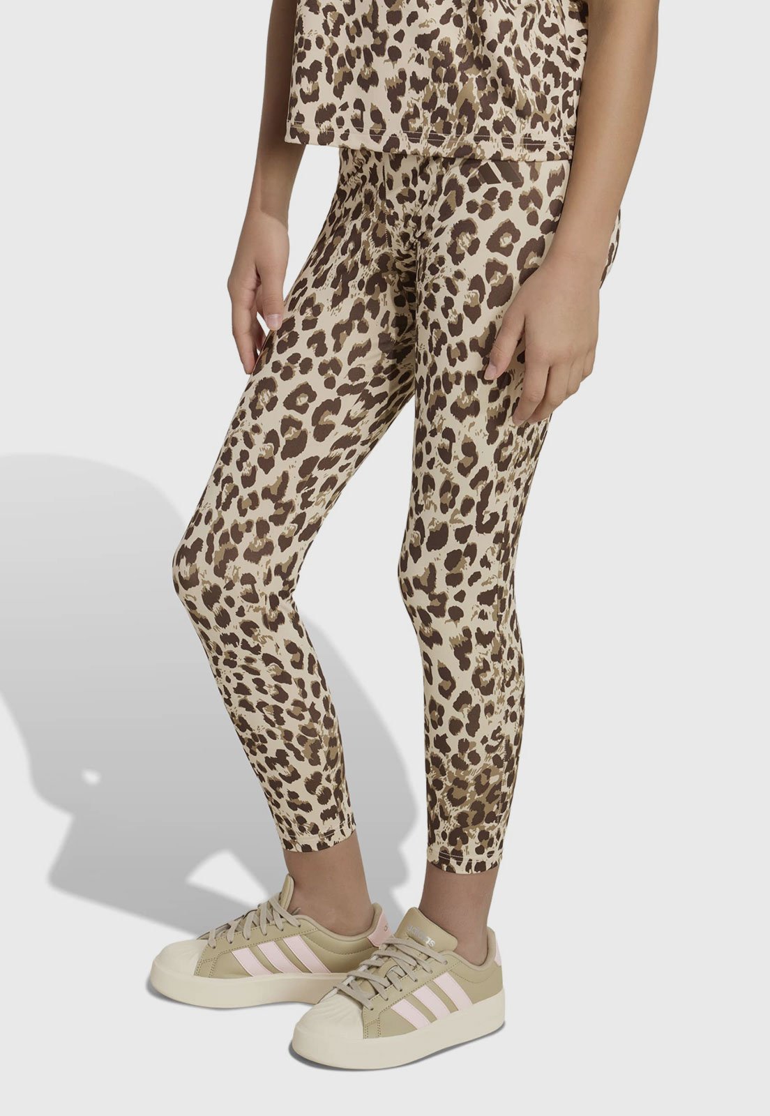 Infantil - Calça Legging adidas Sportswear Animal Print Bege