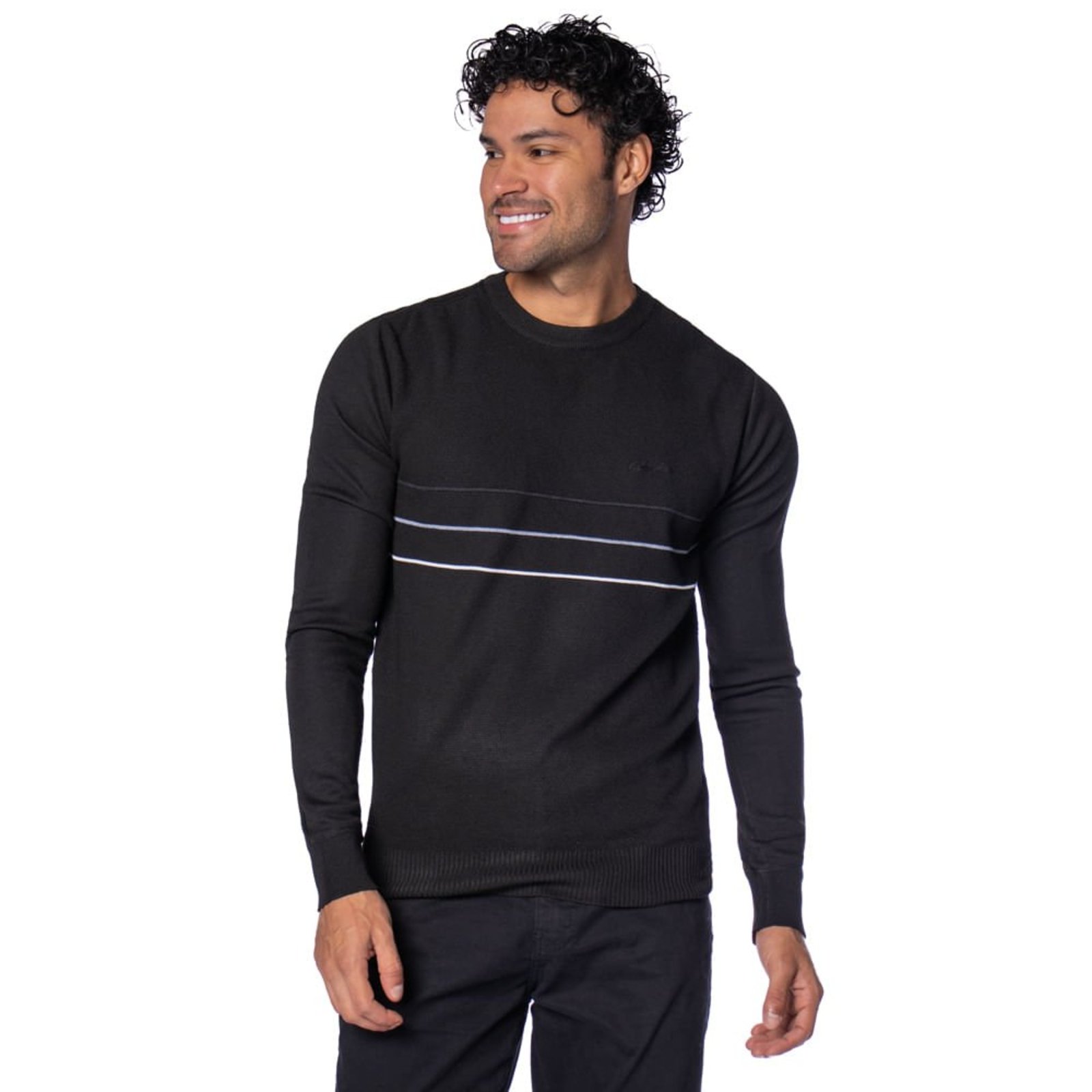 Suéter Masculino Gangster Texturizado Linhas Preto