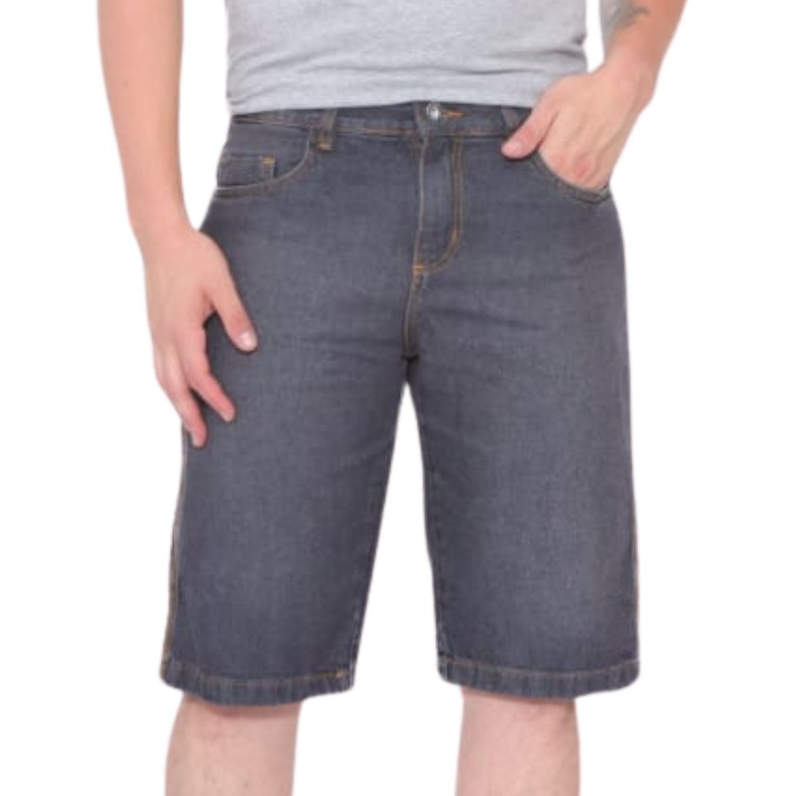 Bermuda Masculina Cinza Grafite Jeans Loka Zurique