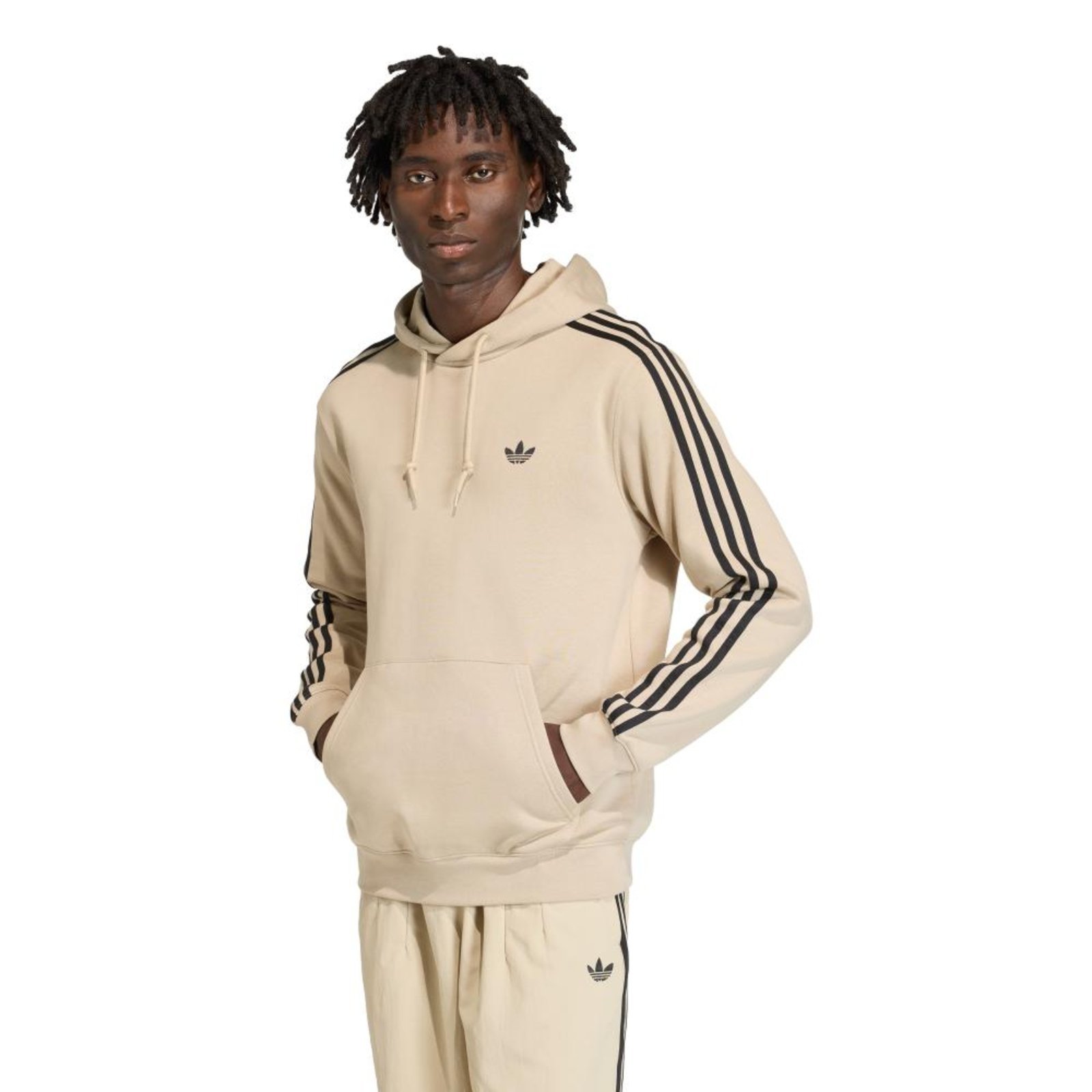MOLETOM CAPUZ TRÊS LISTRAS adidas Originals Bege