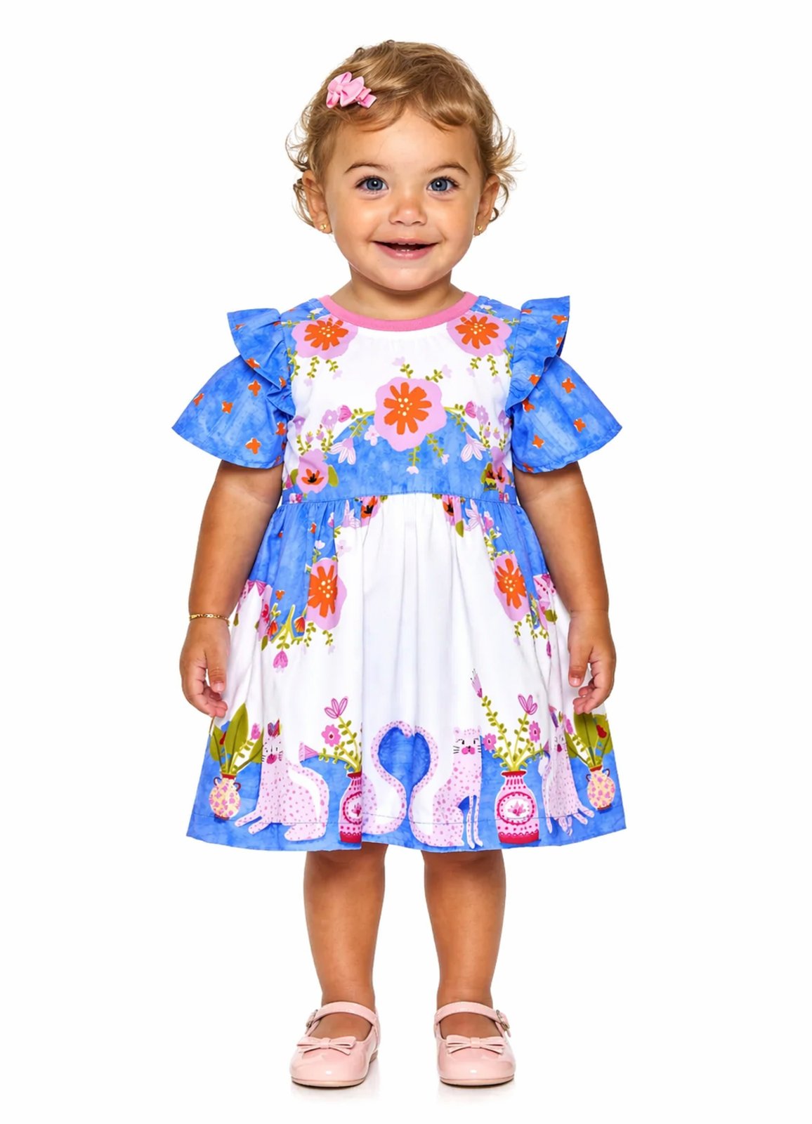 Infantil - Vestido com Calcinha Florescendo Corações Rodado Branco