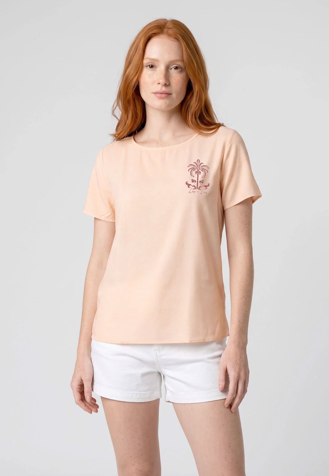 Camiseta Feminina Lez a Lez Estampa Palmeira Laranja