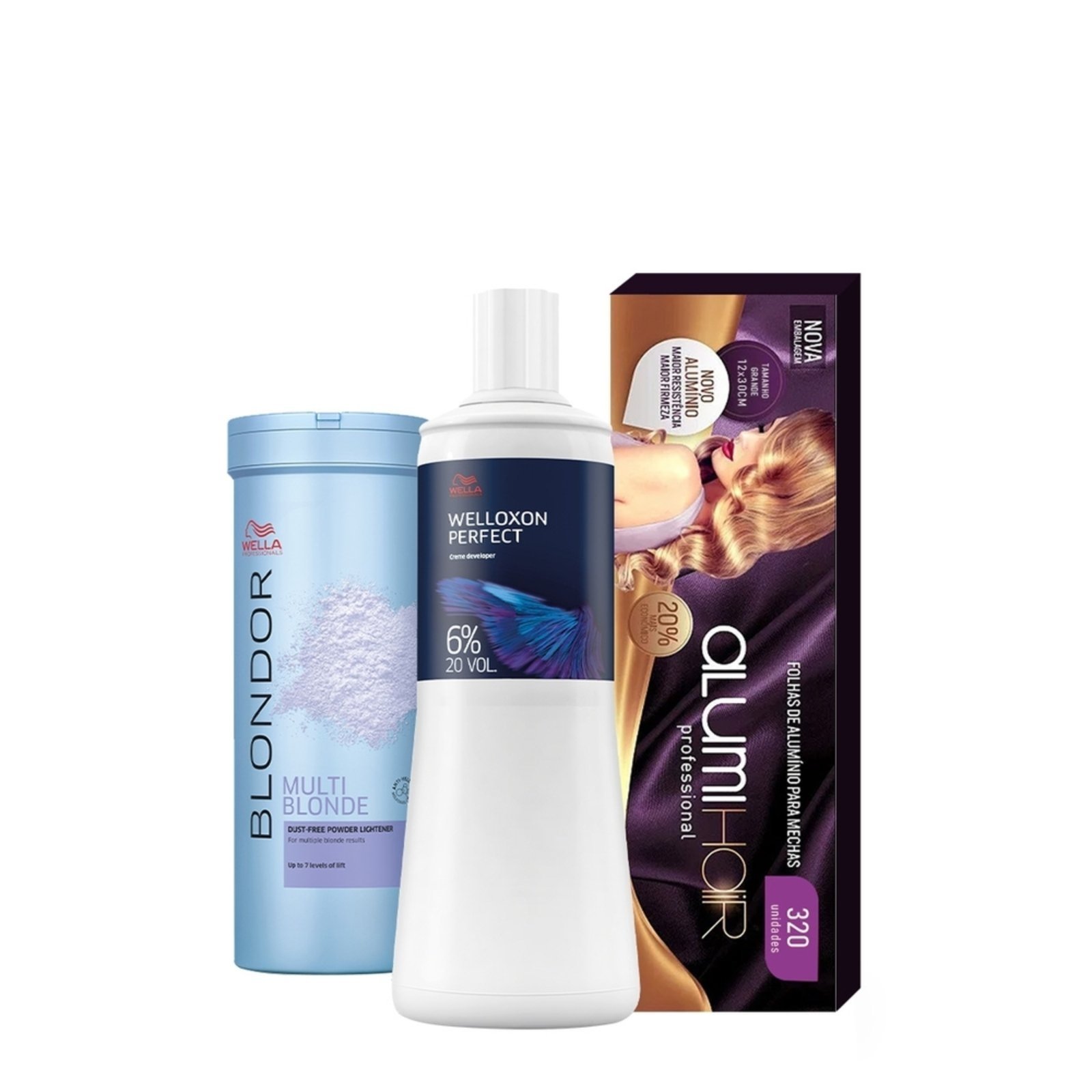 Vista 2 Kit Wella Professionals Blondor 400g Welloxon Perfect 6% 20V AlumiHair (3 produtos) multicolorido WELLA PROFESSIONALS multicolorido