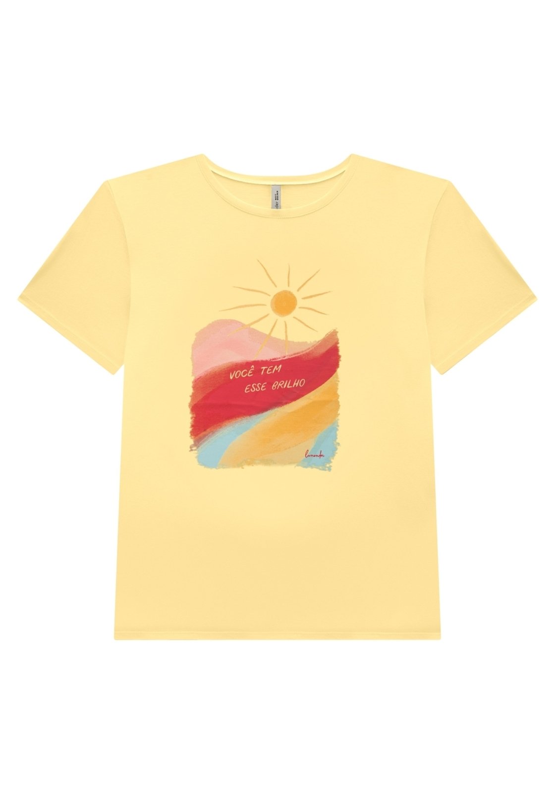 T-shirt Plus Size em Malha com Estampa Solar