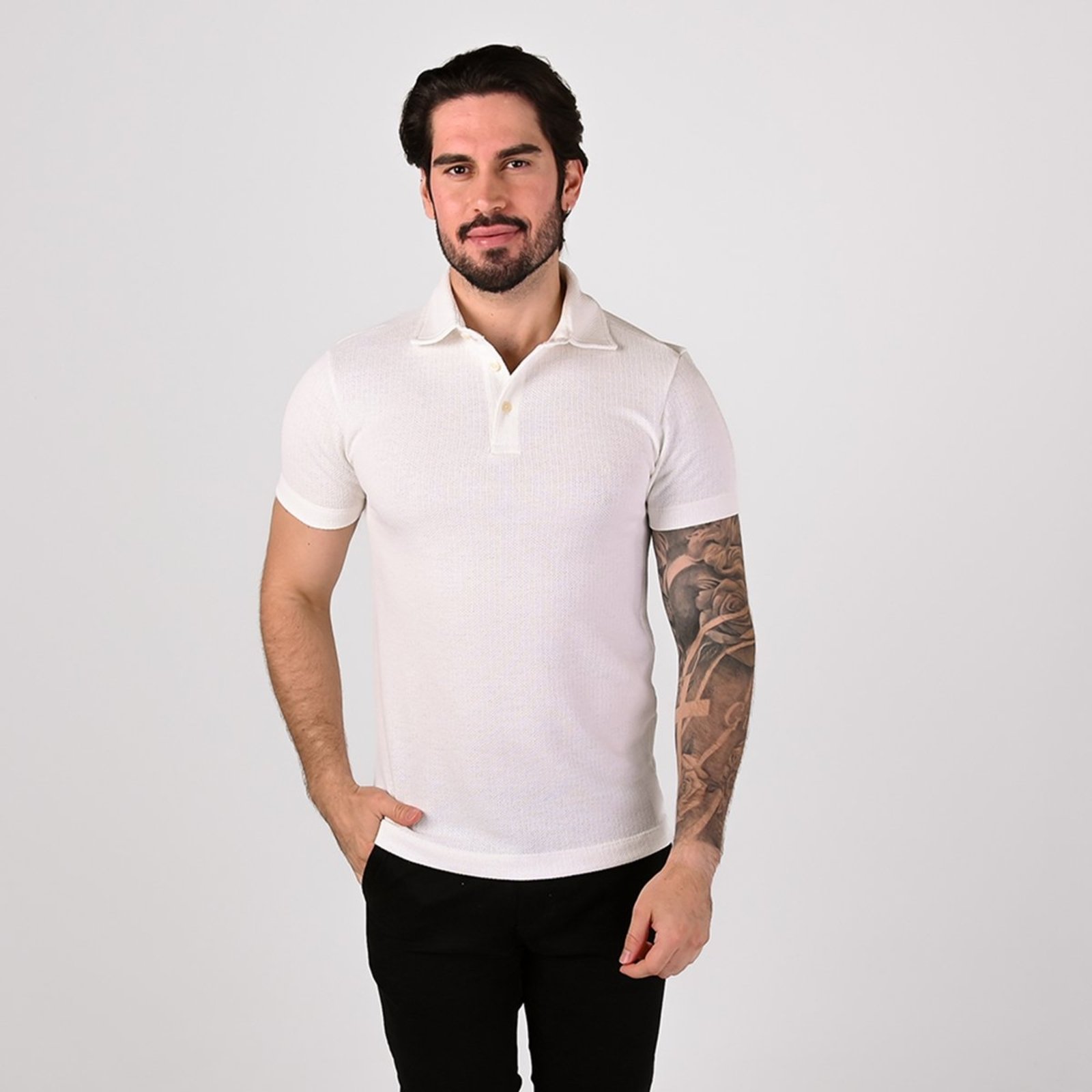 Camisa Polo Aramis Tricot Off White