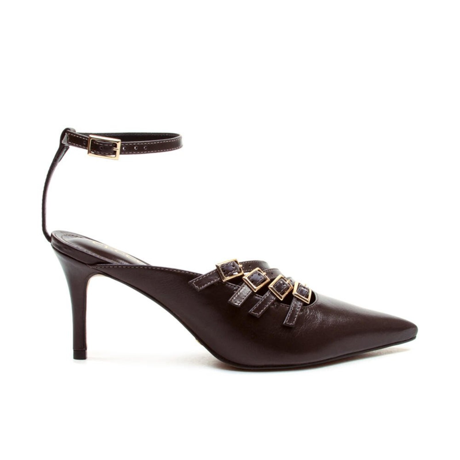 Slingback Couro Marrom Salto Médio Cecconello 2872002-3