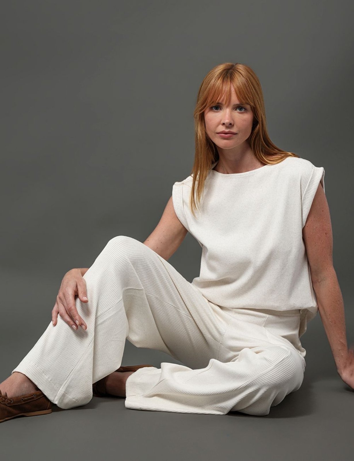 Calça Feminina Malha Wide Leg Calvin Klein – Off White Calvin Klein Jeans